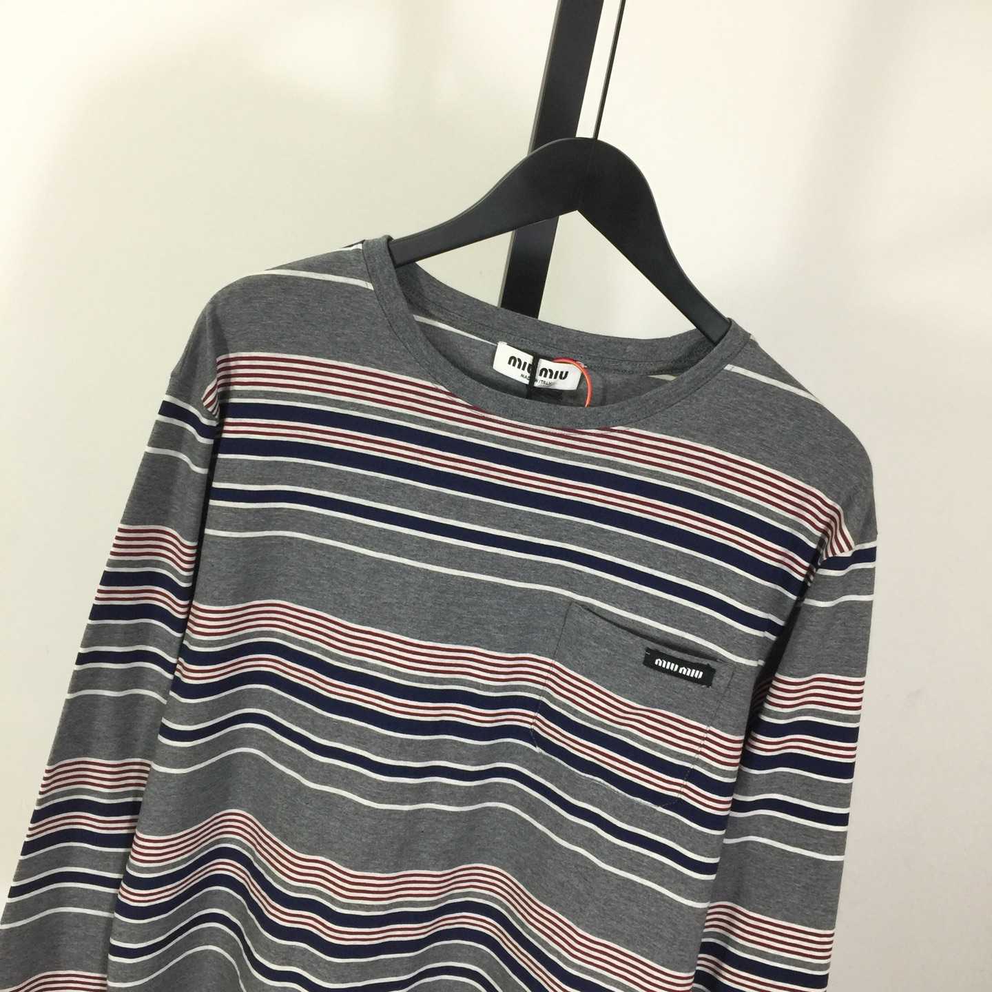 Miu Miu Striped Jersey T-shirt - FashionPlug