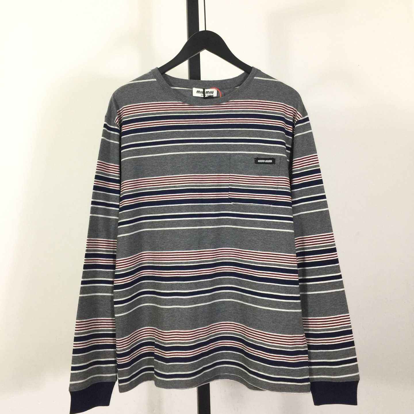 Miu Miu Striped Jersey T-shirt - FashionPlug