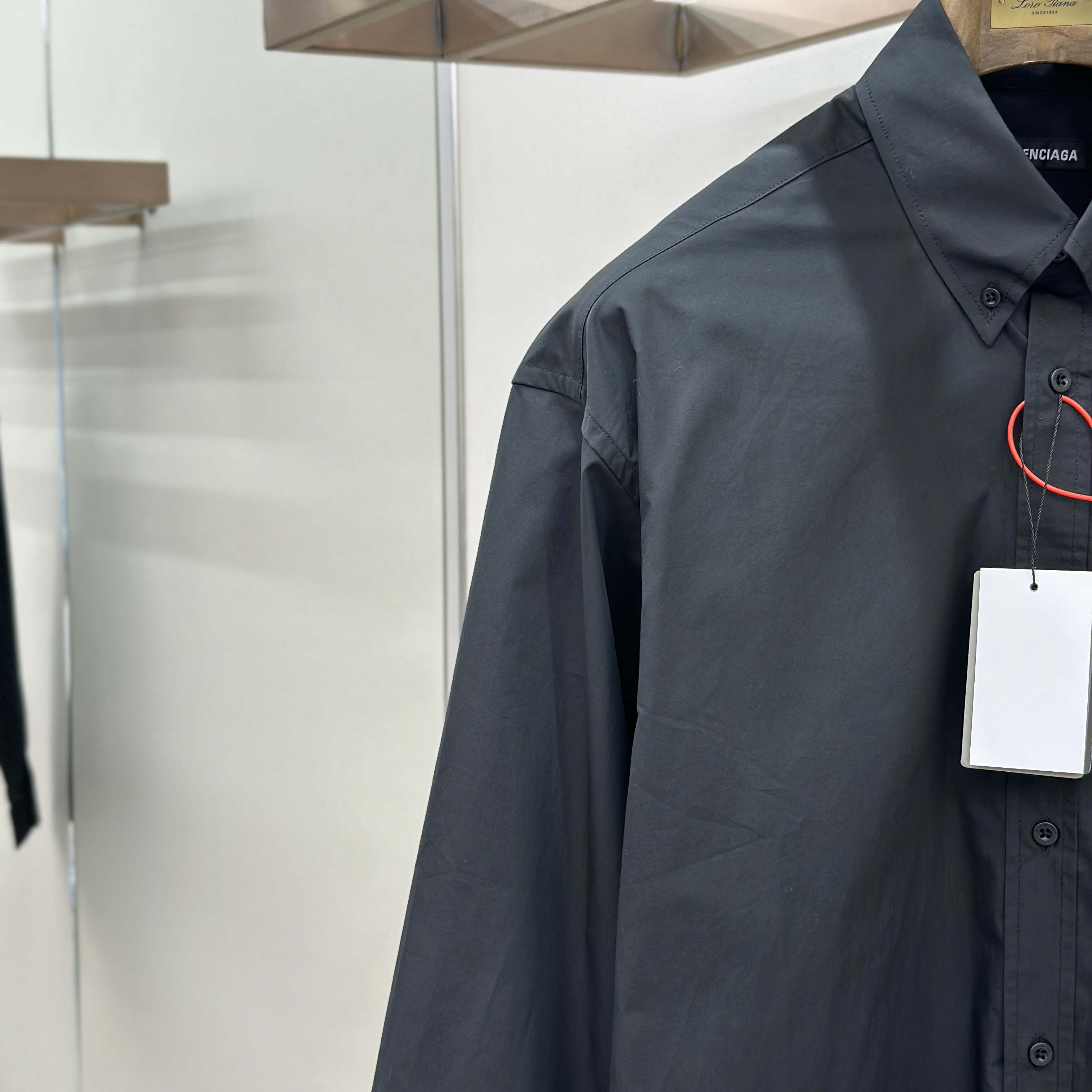 Balenciaga Masking Tape Long Sleeve Shirt Large Fit In Black - FashionPlug