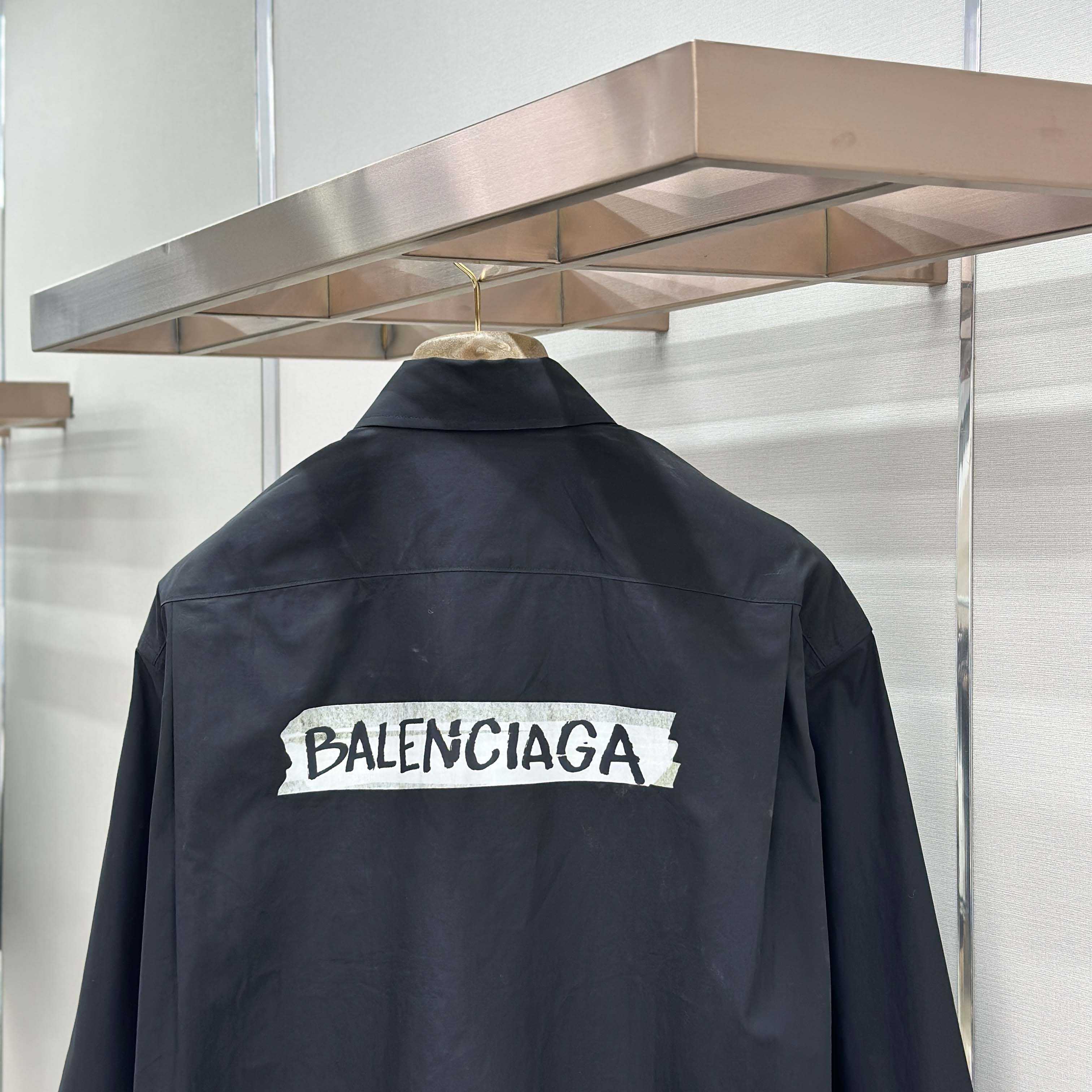 Balenciaga Masking Tape Long Sleeve Shirt Large Fit In Black - FashionPlug