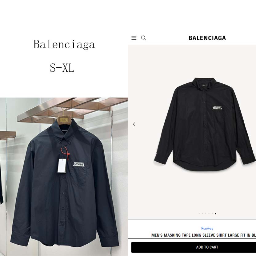 Balenciaga Masking Tape Long Sleeve Shirt Large Fit In Black - FashionPlug