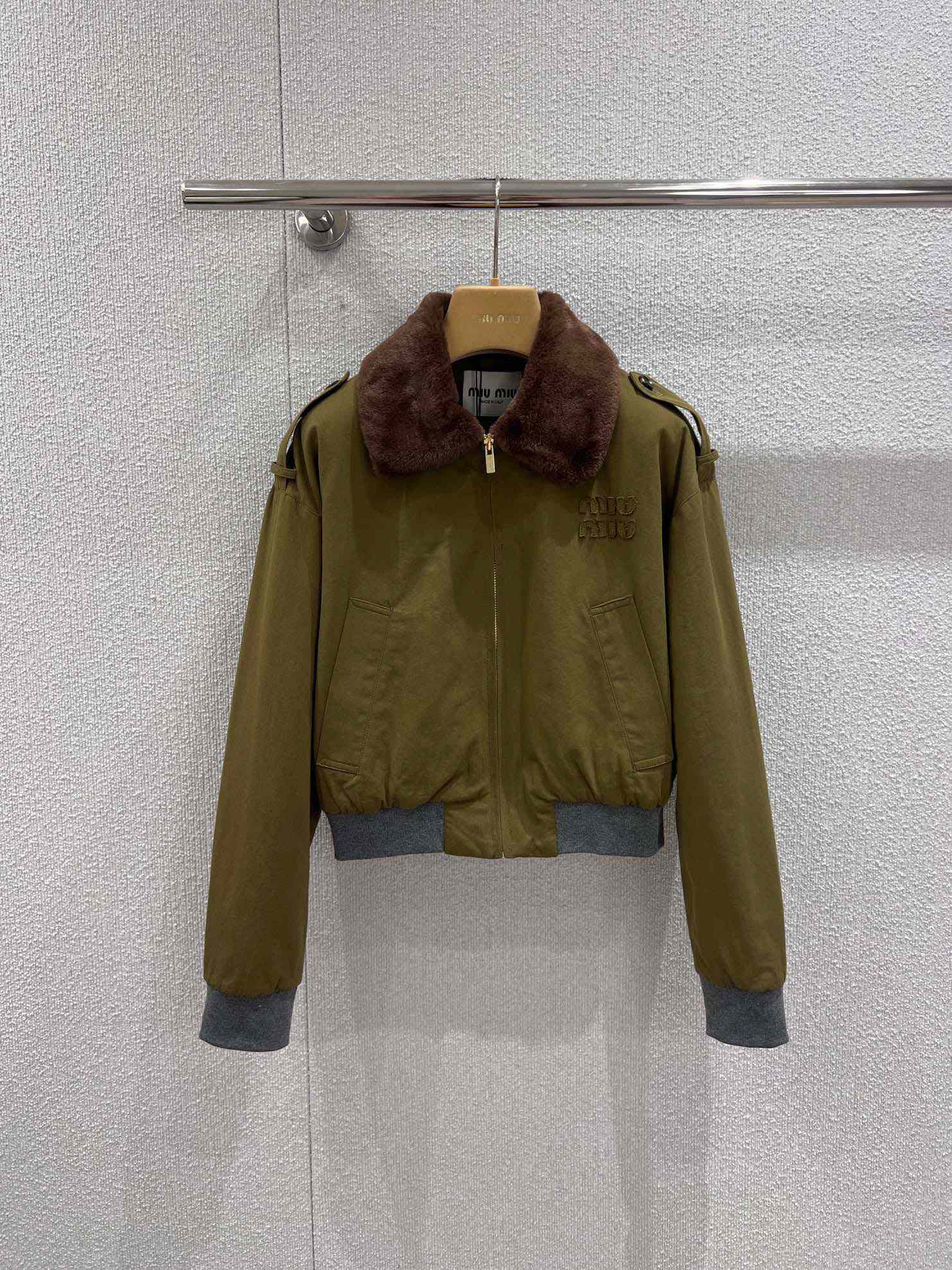 Miu Miu Cotton Satin Bomber Jacket - FashionPlug