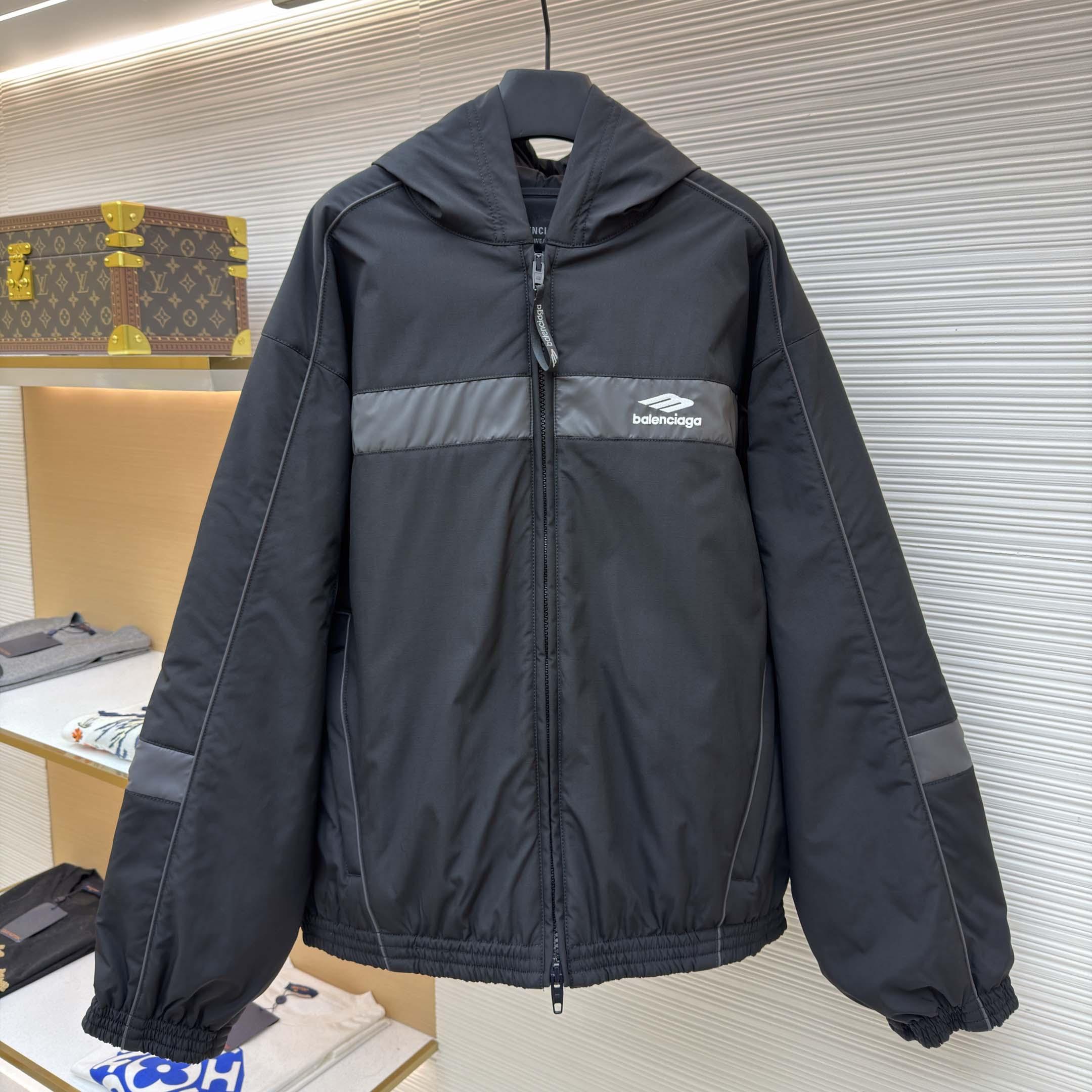 Balenciaga 3B Sports Icon Ski Tracksuit Parka in black - FashionPlug