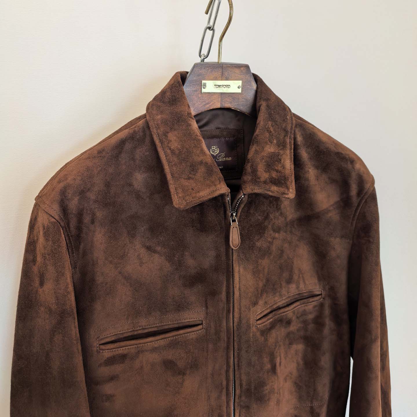  Loro Piana 'Johnie' or 'Kane' Brown Suede Bomber Jacket - FashionPlug