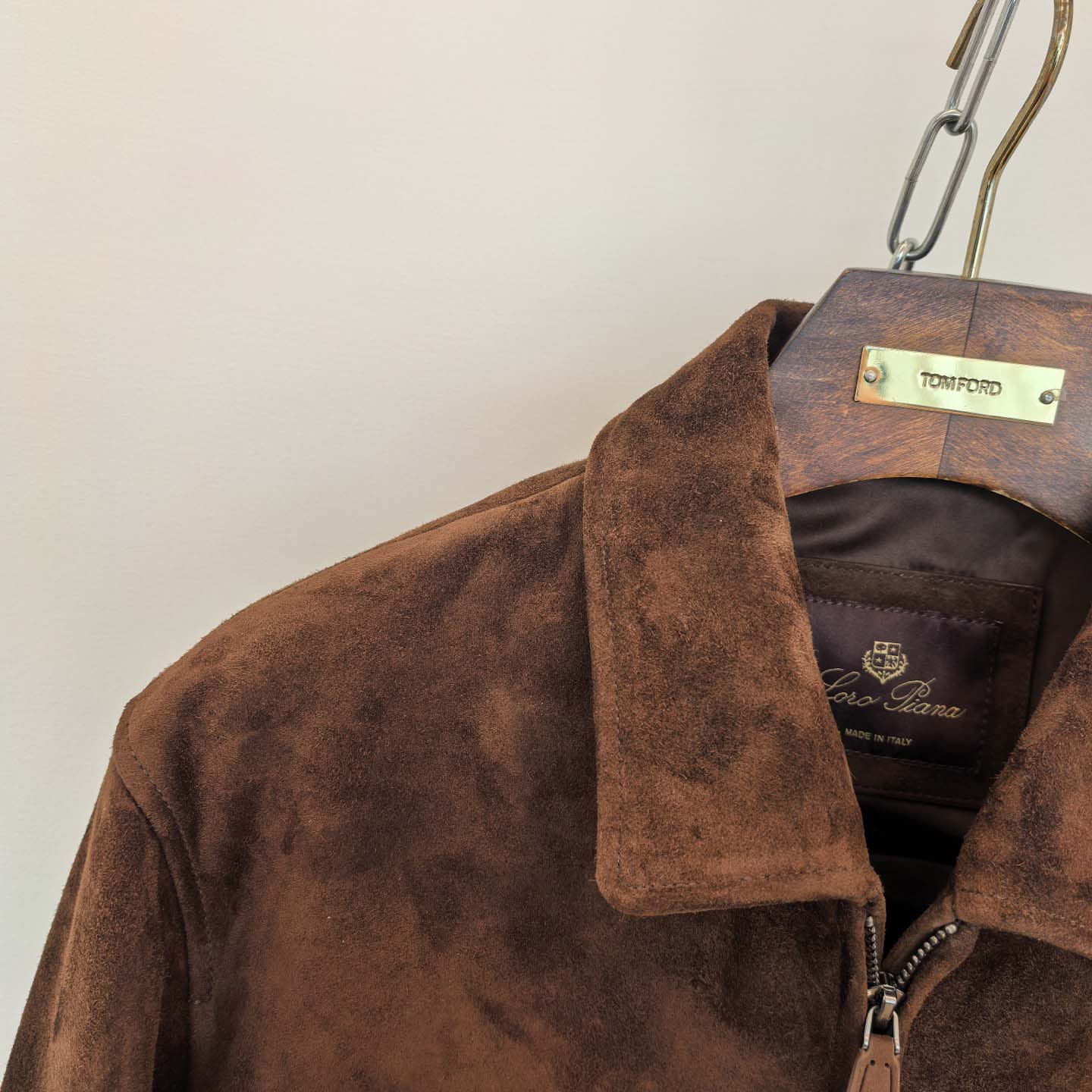  Loro Piana 'Johnie' or 'Kane' Brown Suede Bomber Jacket - FashionPlug