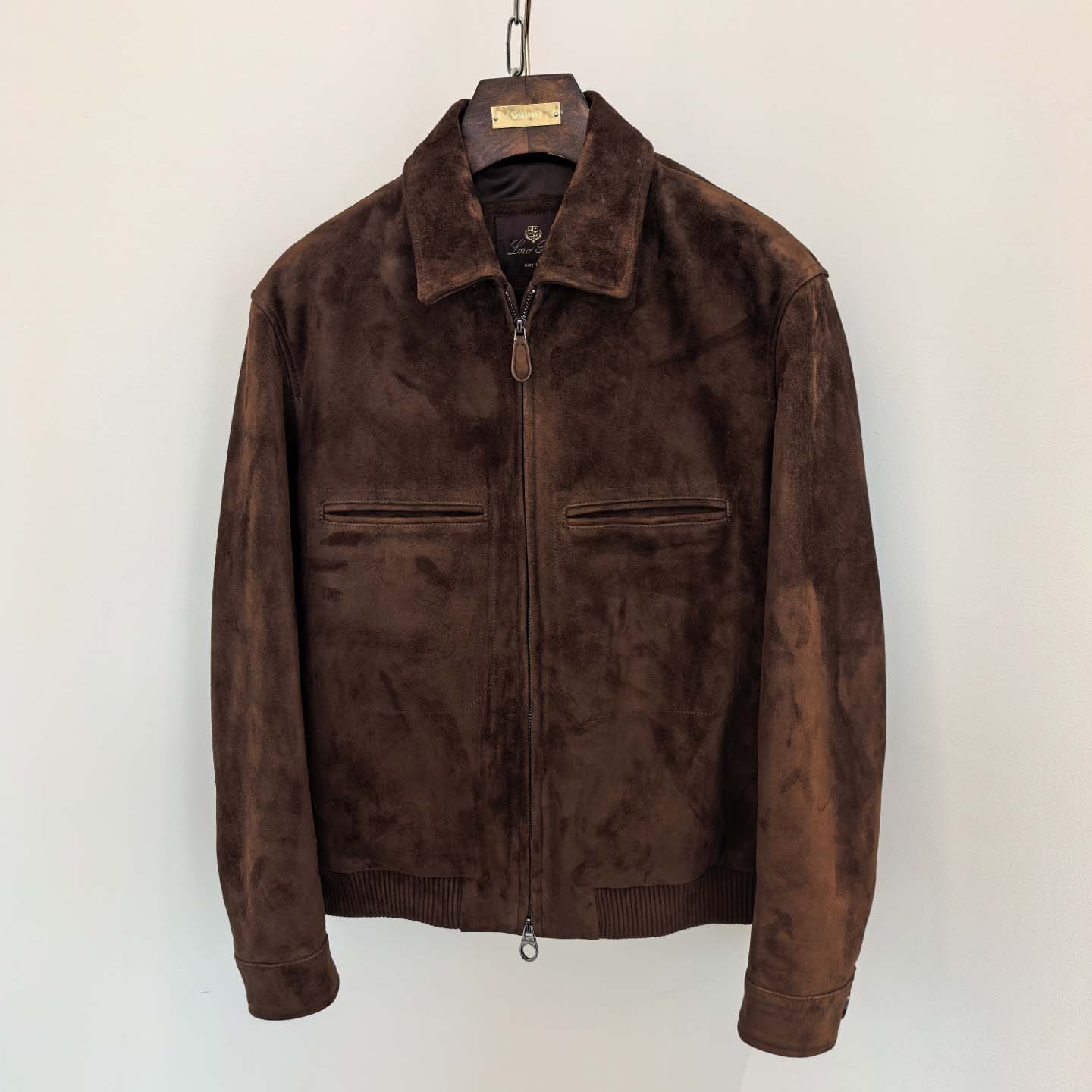  Loro Piana 'Johnie' or 'Kane' Brown Suede Bomber Jacket - FashionPlug