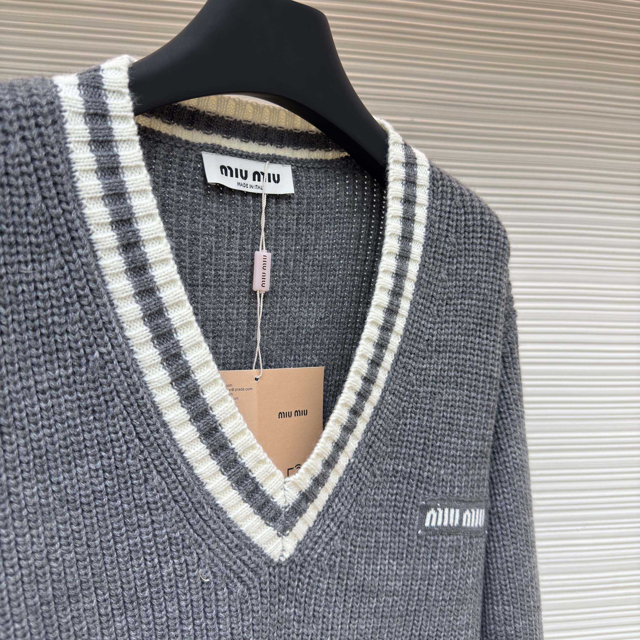 Miu Miu Wool And Cashmere V-neck Sweater - FashionPlug
