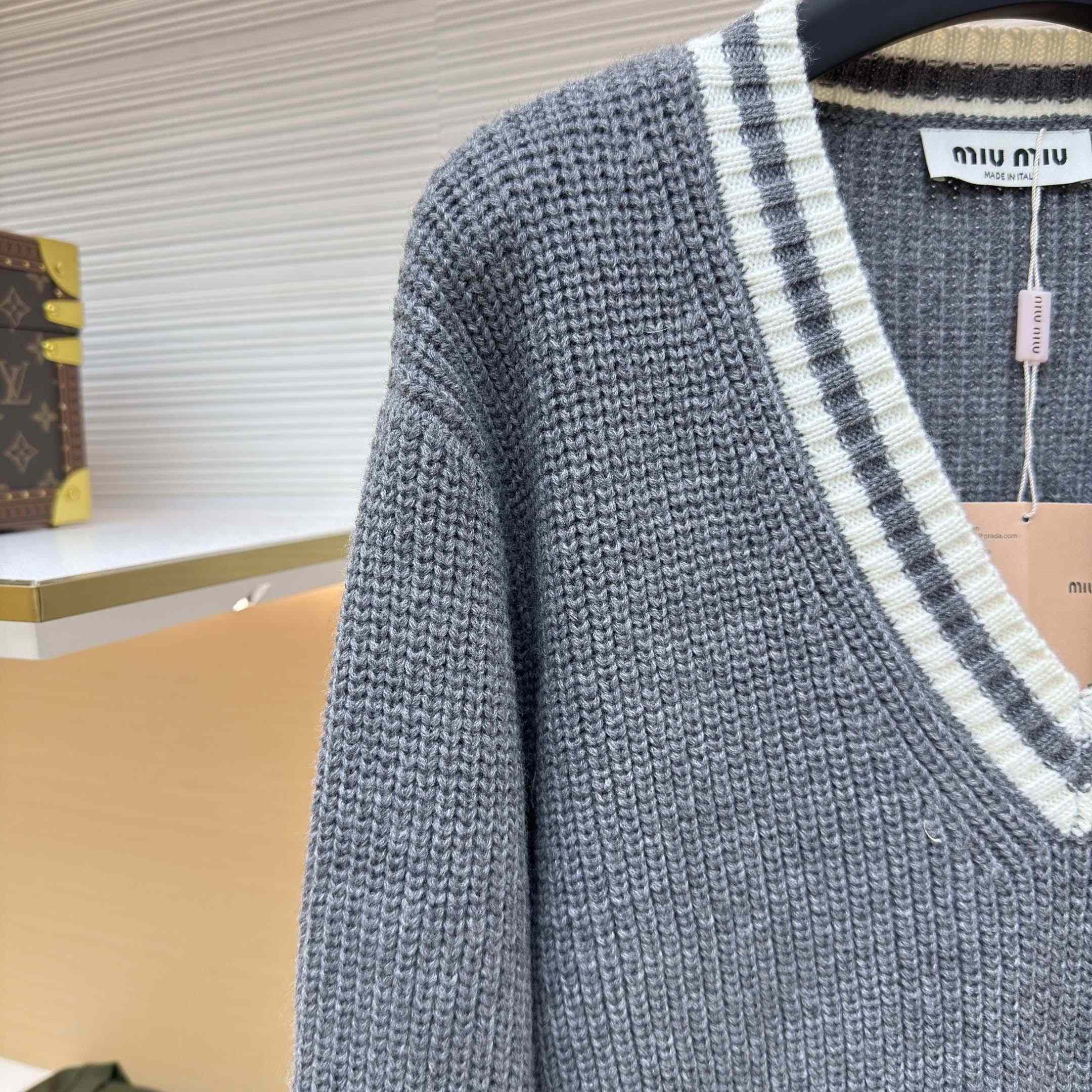 Miu Miu Wool And Cashmere V-neck Sweater - FashionPlug