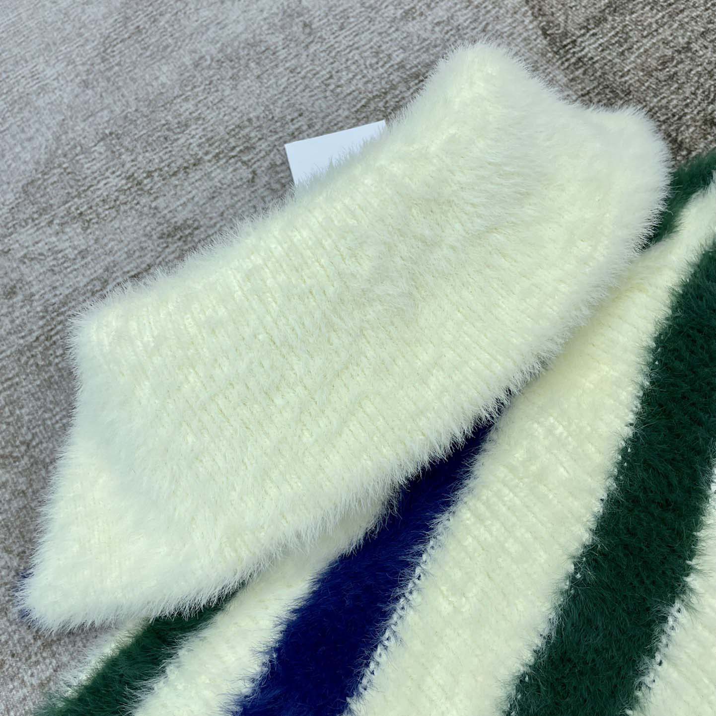 Casablanca Furry Striped Zip Up Jumper 'Blue/Green' - FashionPlug