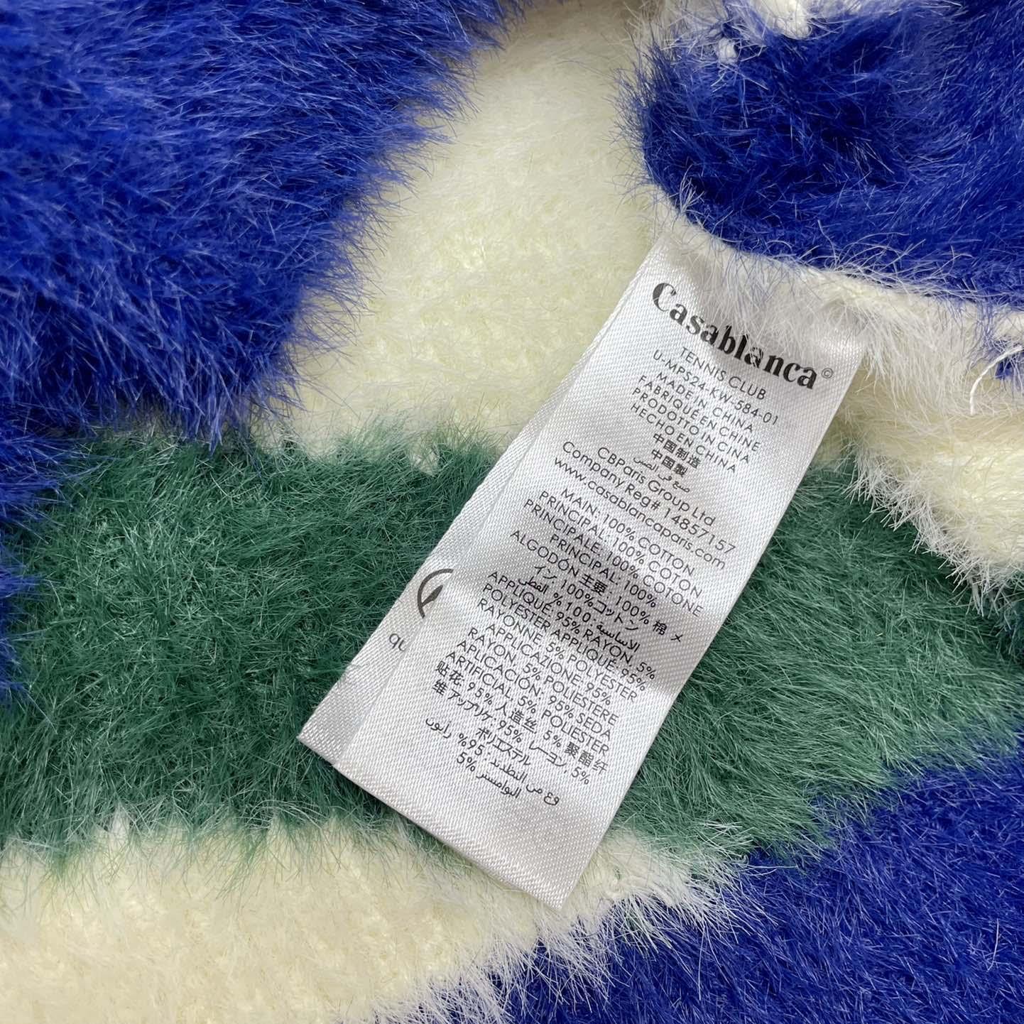 Casablanca Furry Striped Zip Up Jumper 'Blue/Green' - FashionPlug