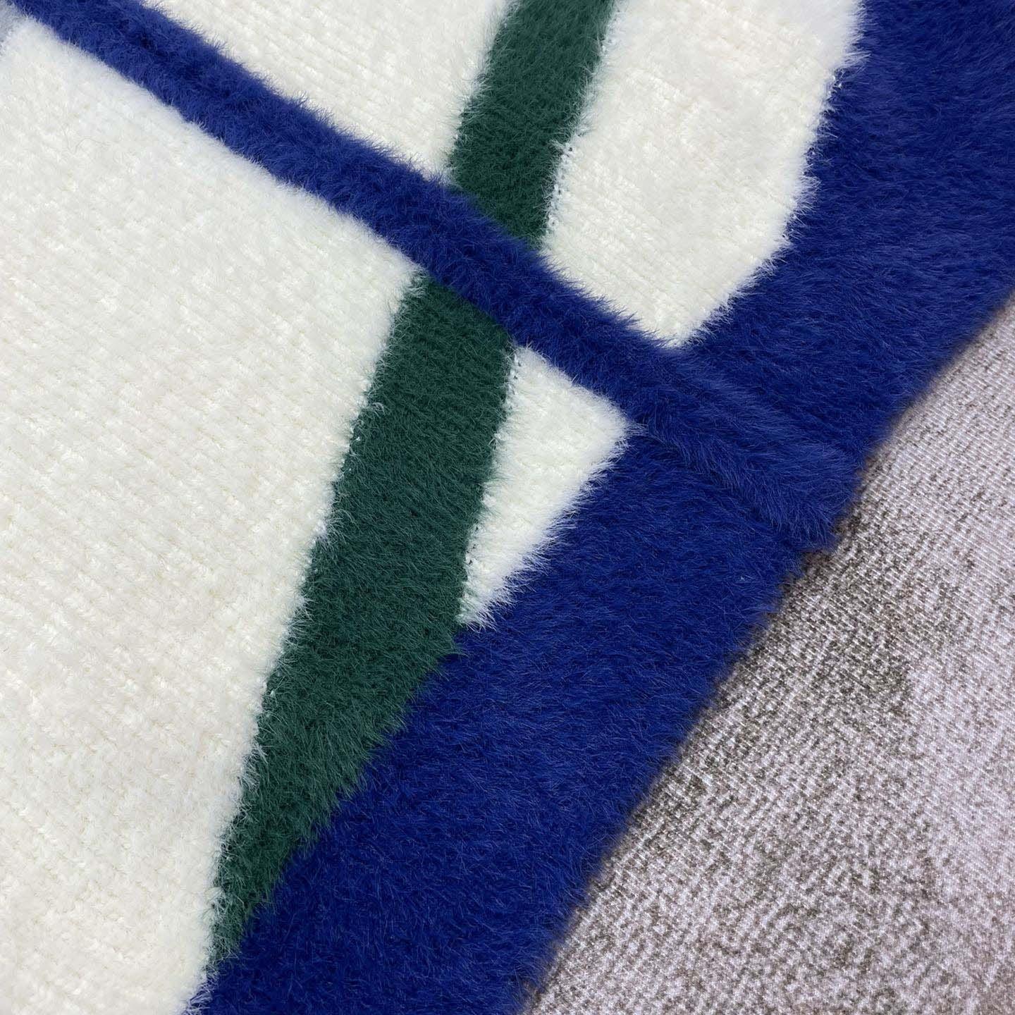 Casablanca Furry Striped Zip Up Jumper 'Blue/Green' - FashionPlug