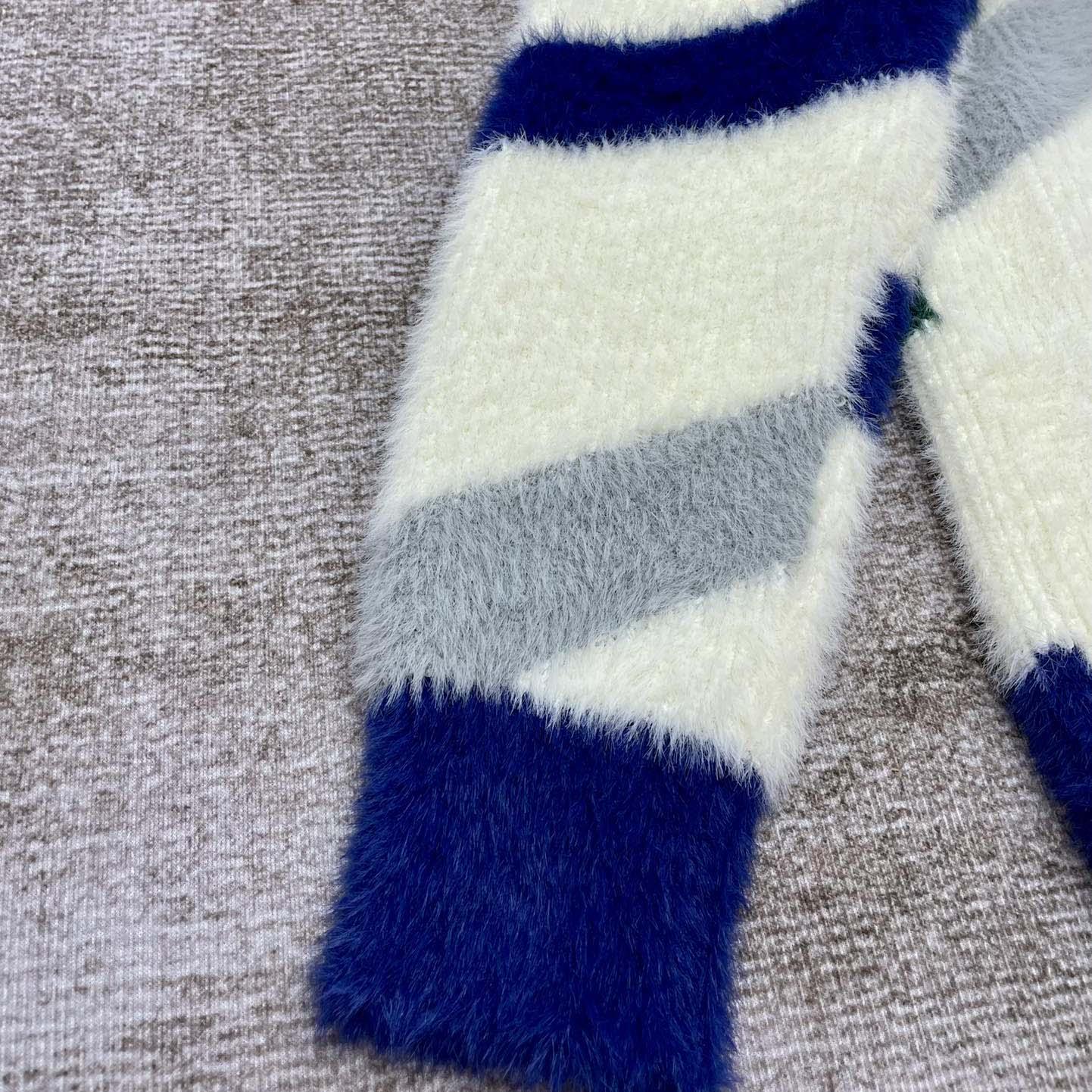 Casablanca Furry Striped Zip Up Jumper 'Blue/Green' - FashionPlug