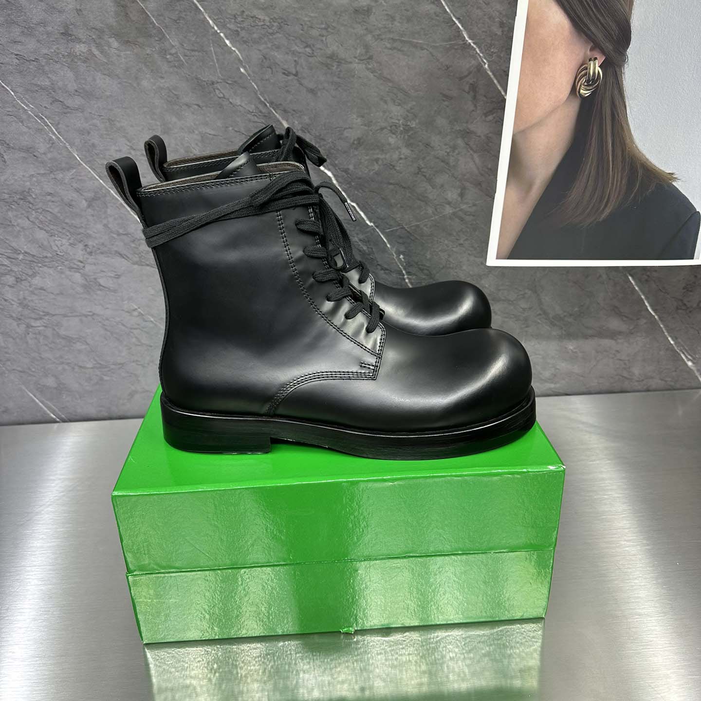 Bottega Veneta Helium Lace-Up Ankle Boots in Black - FashionPlug