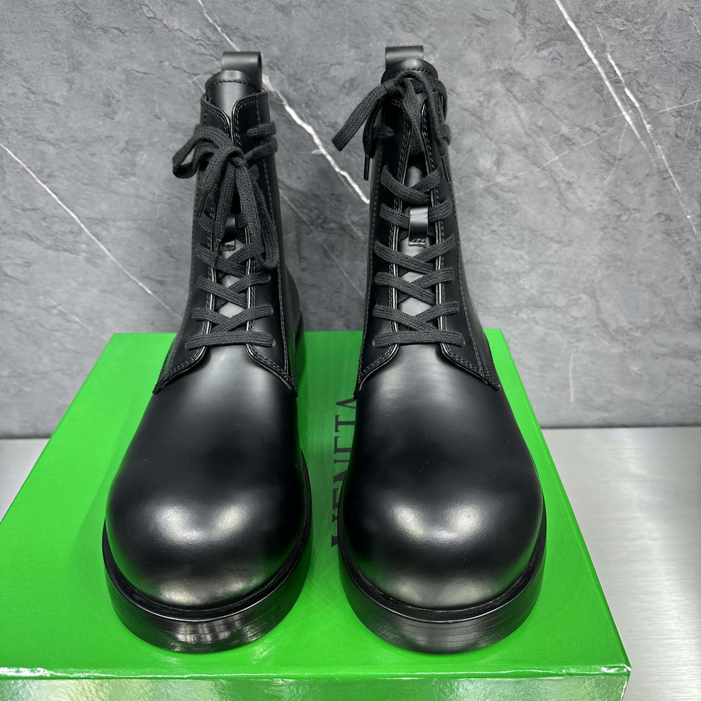 Bottega Veneta Helium Lace-Up Ankle Boots in Black - FashionPlug