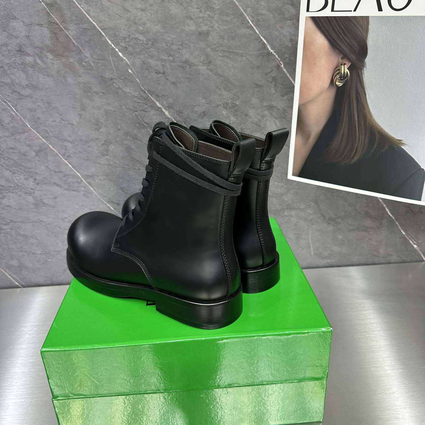 Bottega Veneta Helium Lace-Up Ankle Boots in Black - FashionPlug