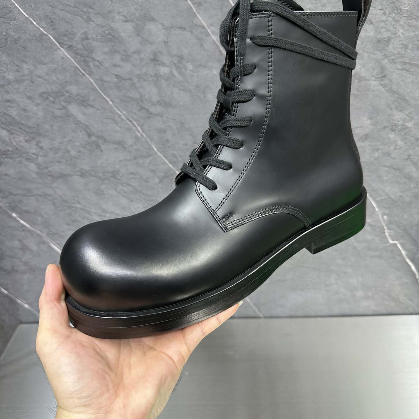 Bottega Veneta Helium Lace-Up Ankle Boots in Black - FashionPlug