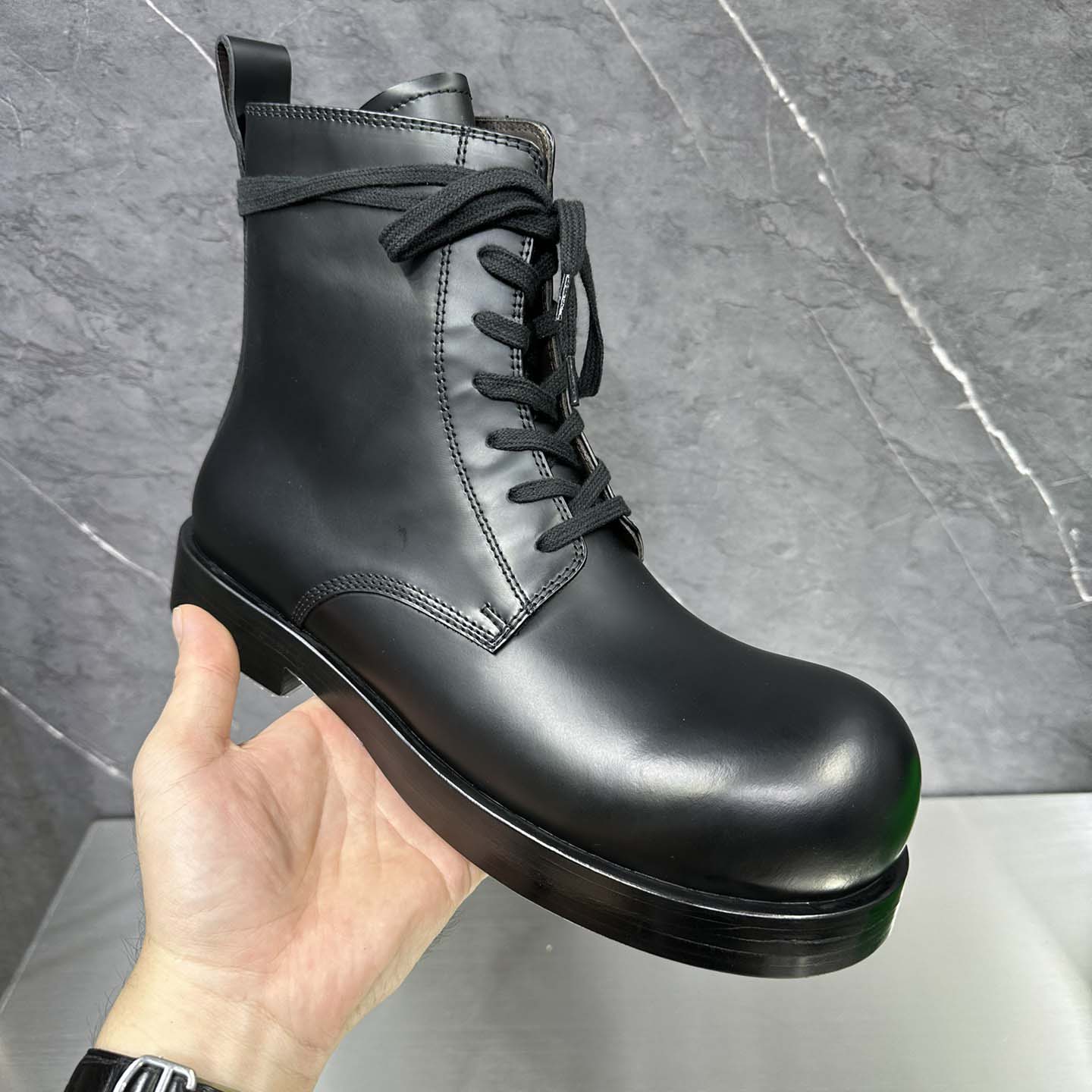 Bottega Veneta Helium Lace-Up Ankle Boots in Black - FashionPlug