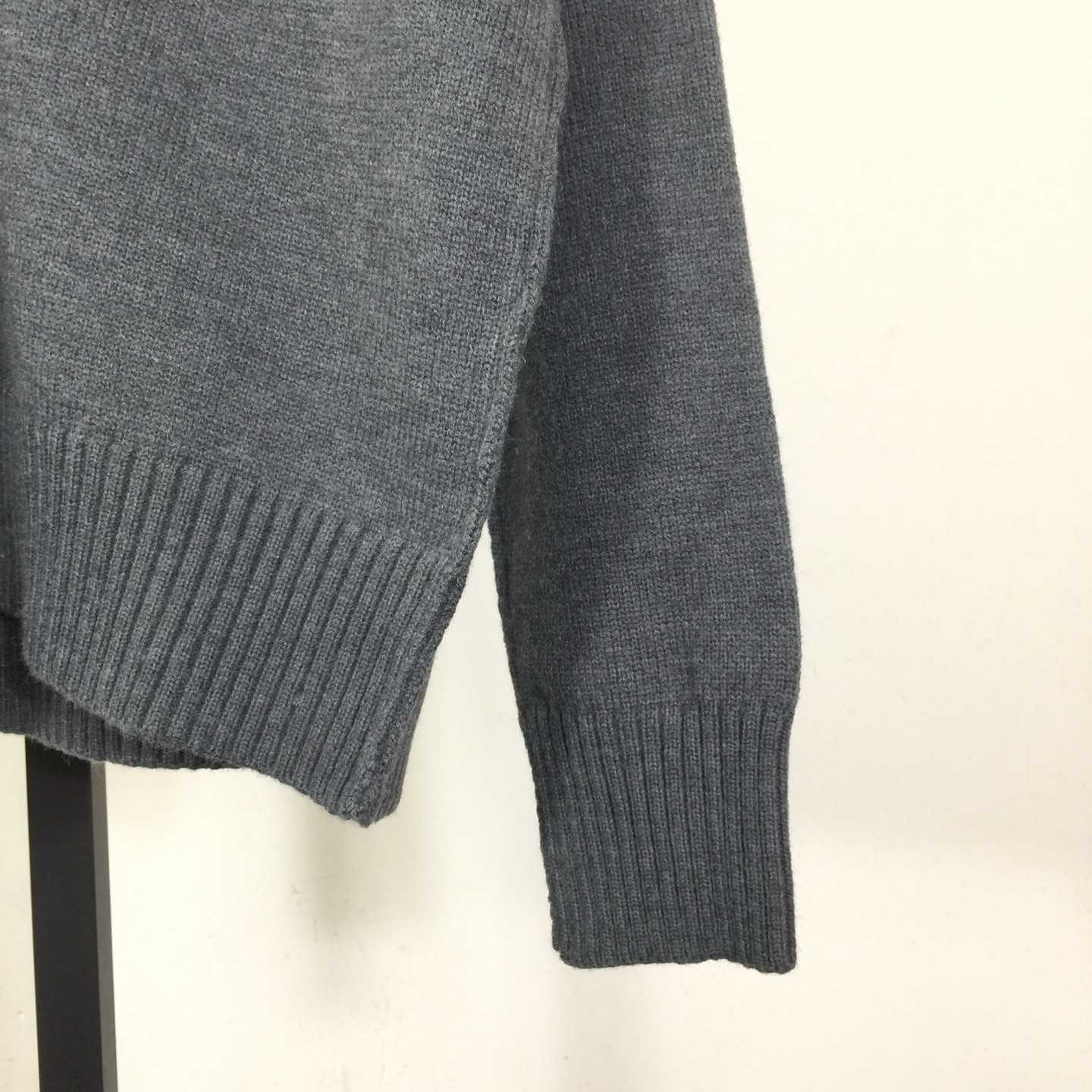 AMI Paris Grey Wool Ami De Coeur Cardigan  - FashionPlug