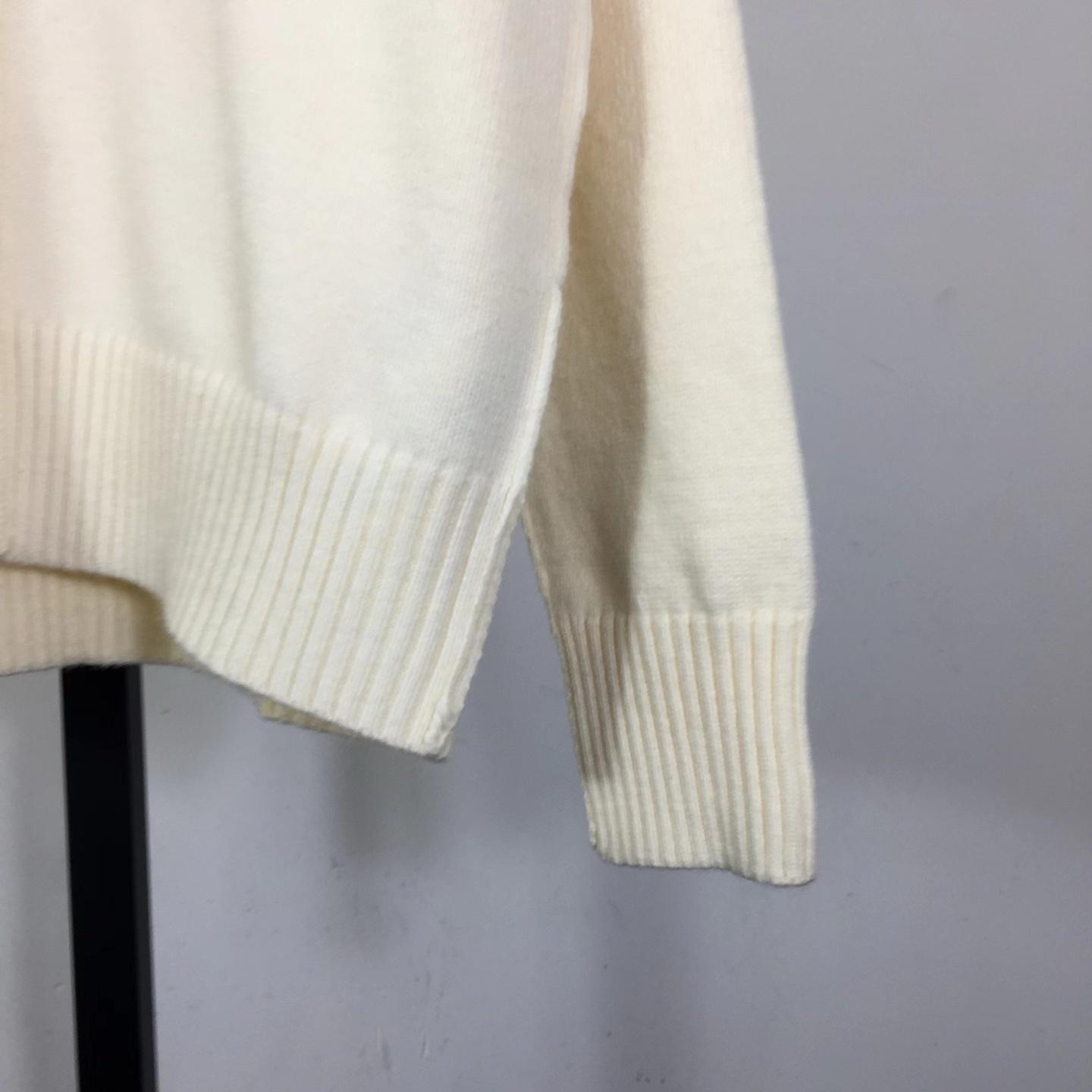 AMI Paris White Wool Ami De Coeur Cardigan  - FashionPlug