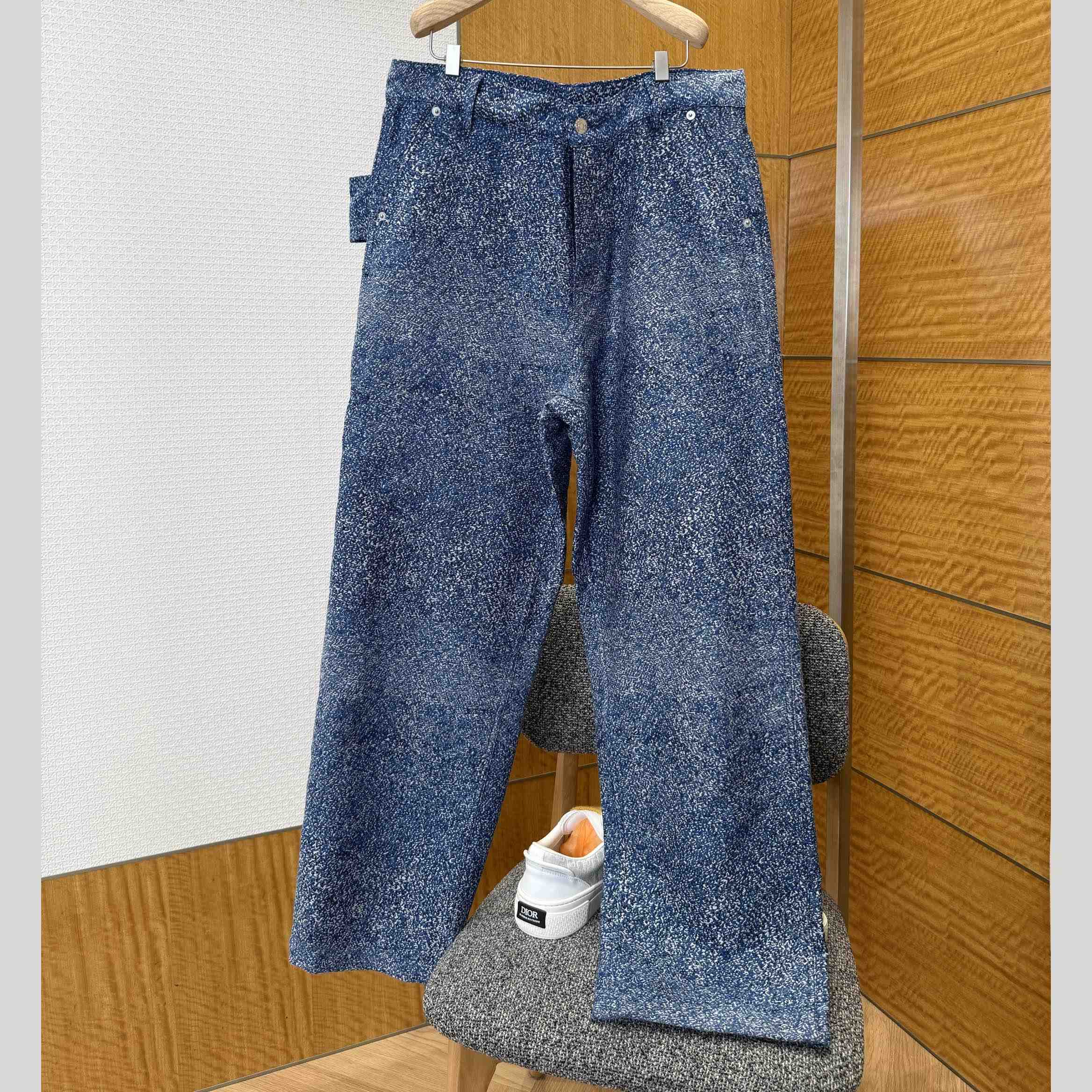 Dior Carpenter Jeans with Christian Dior Paris Tag Blue Cotton Jacquard - FashionPlug