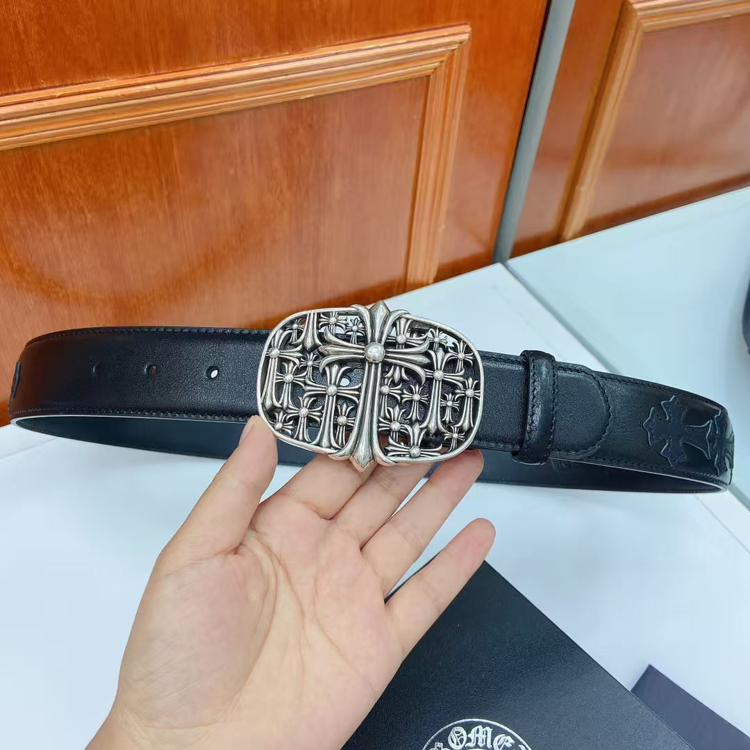 Chrome Hearts Leather Belt   - FashionPlug