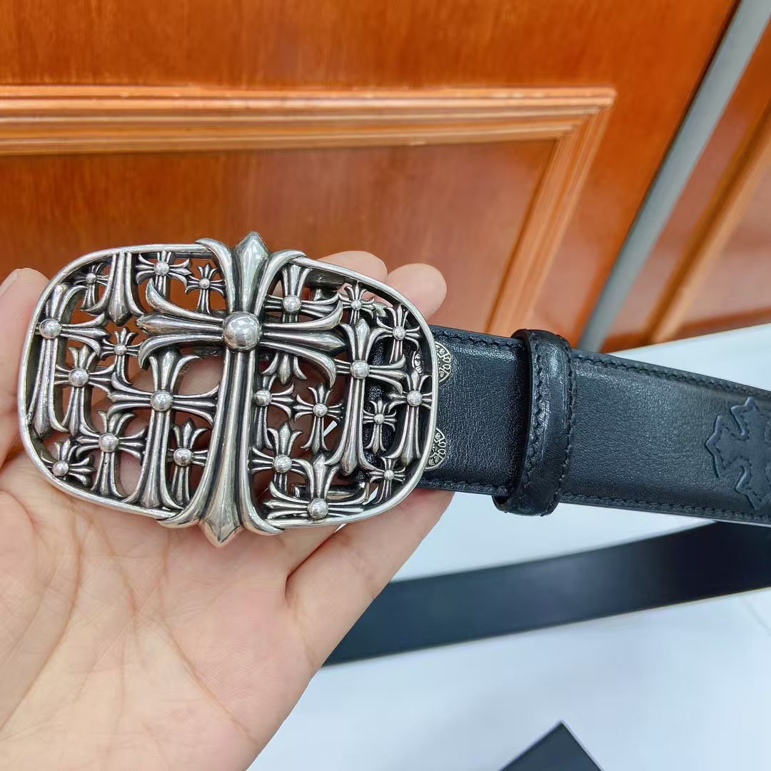 Chrome Hearts Leather Belt   - FashionPlug