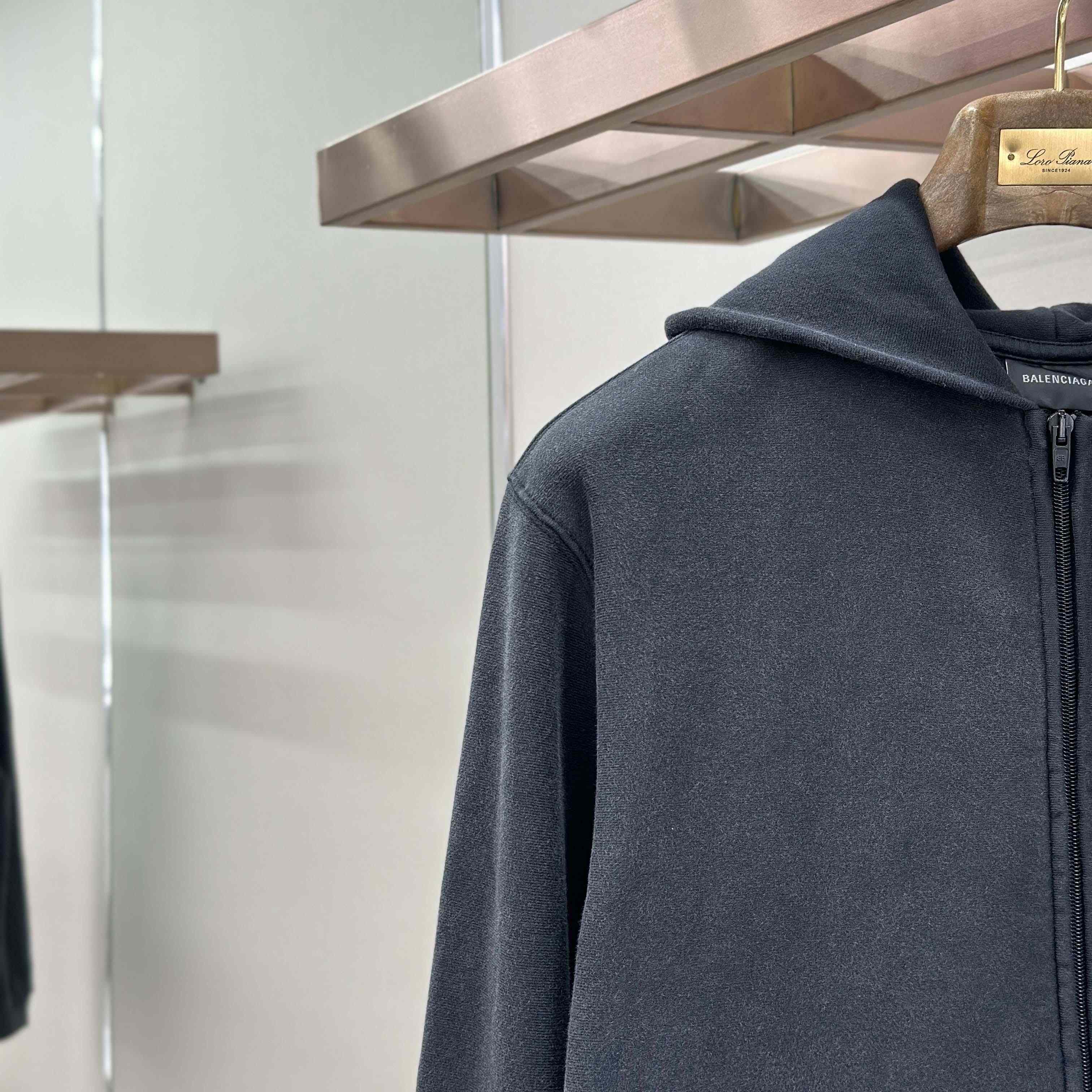 Balenciaga Washed Crayon Political Zip-Up Hoodie Regular Fit In Faded Black - FashionPlug