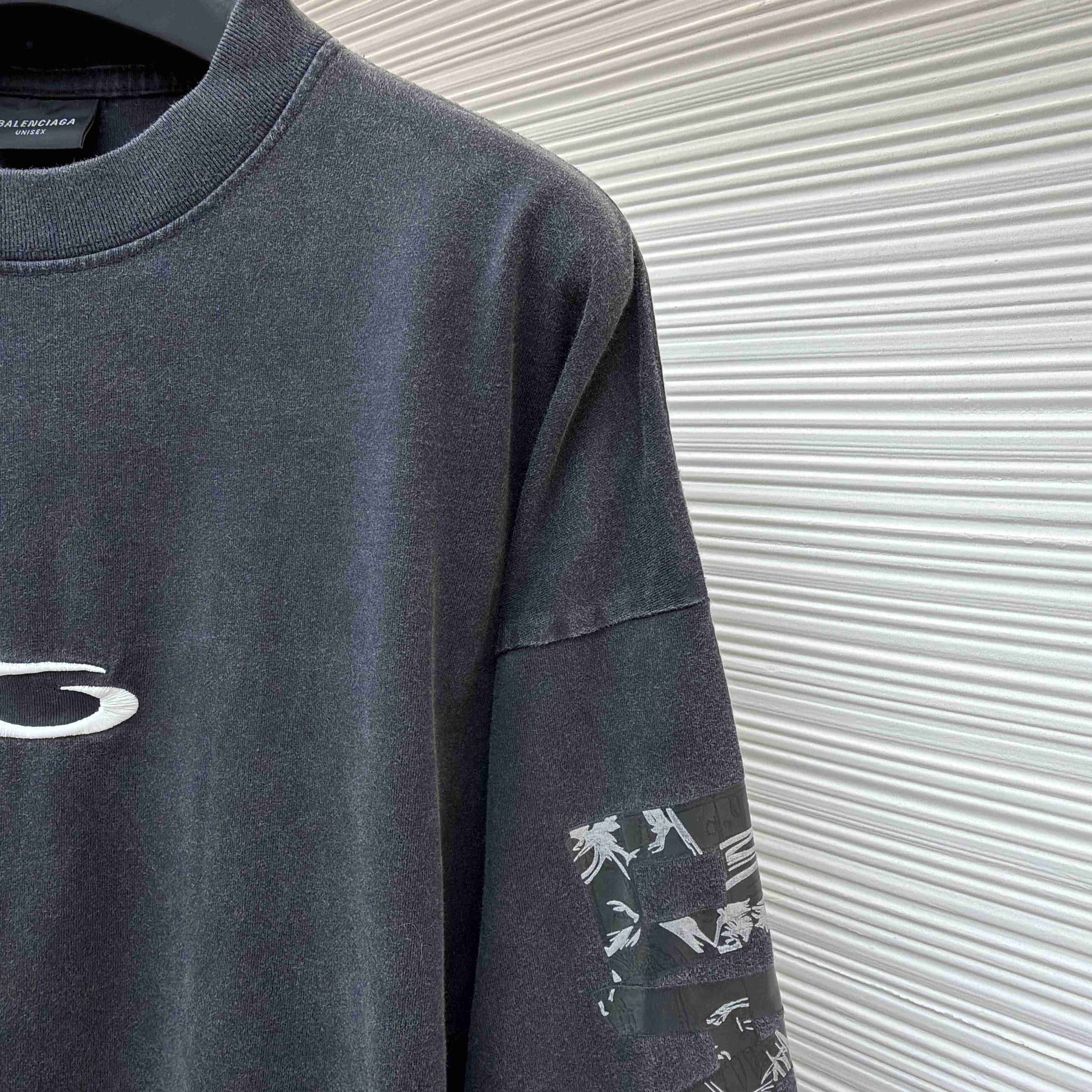 Balenciaga Men's Transparent Tape Shifted Oversized Long Sleeve T-shirt - FashionPlug