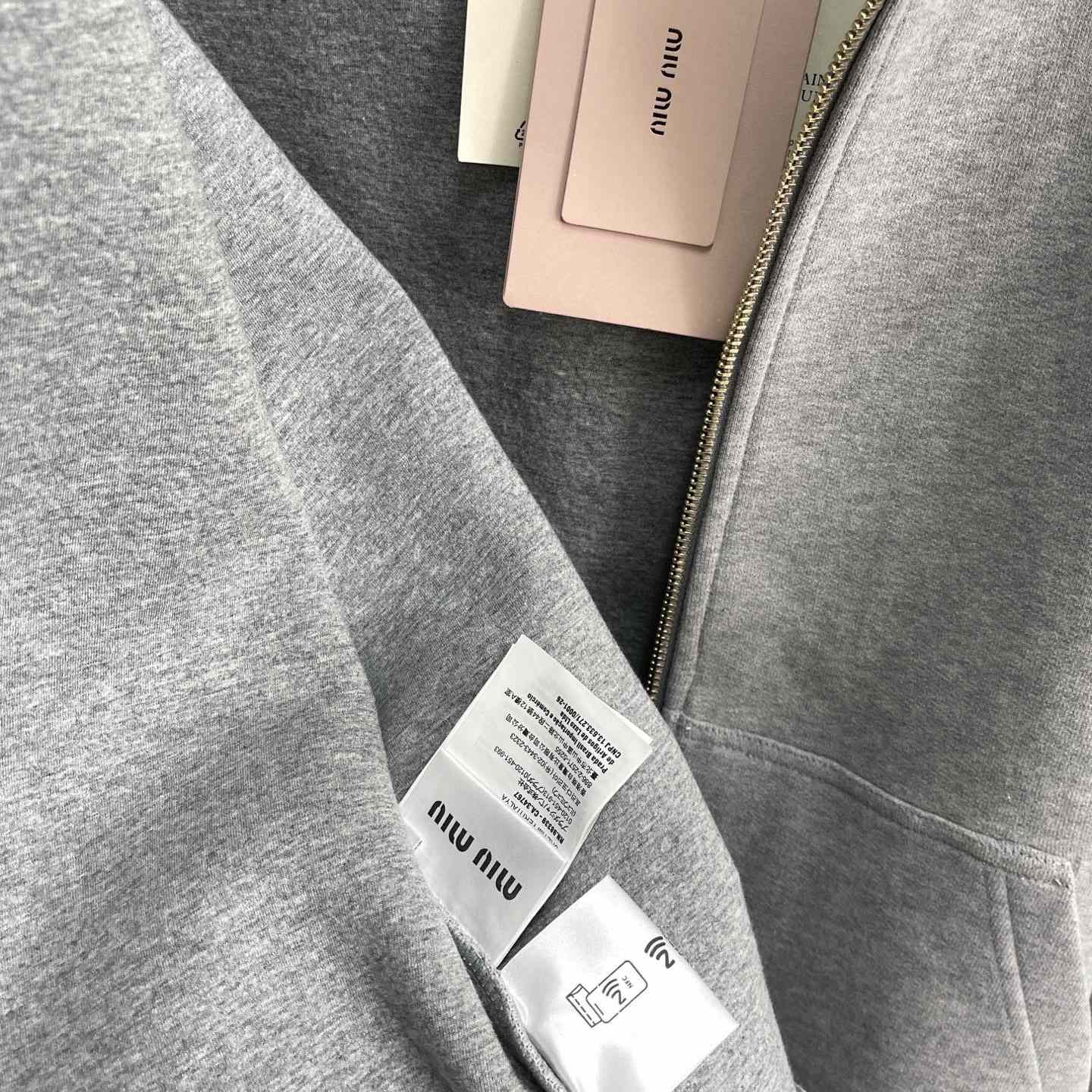 Miu Miu Logo-appliqué Cotton Hoodie     80002 - FashionPlug