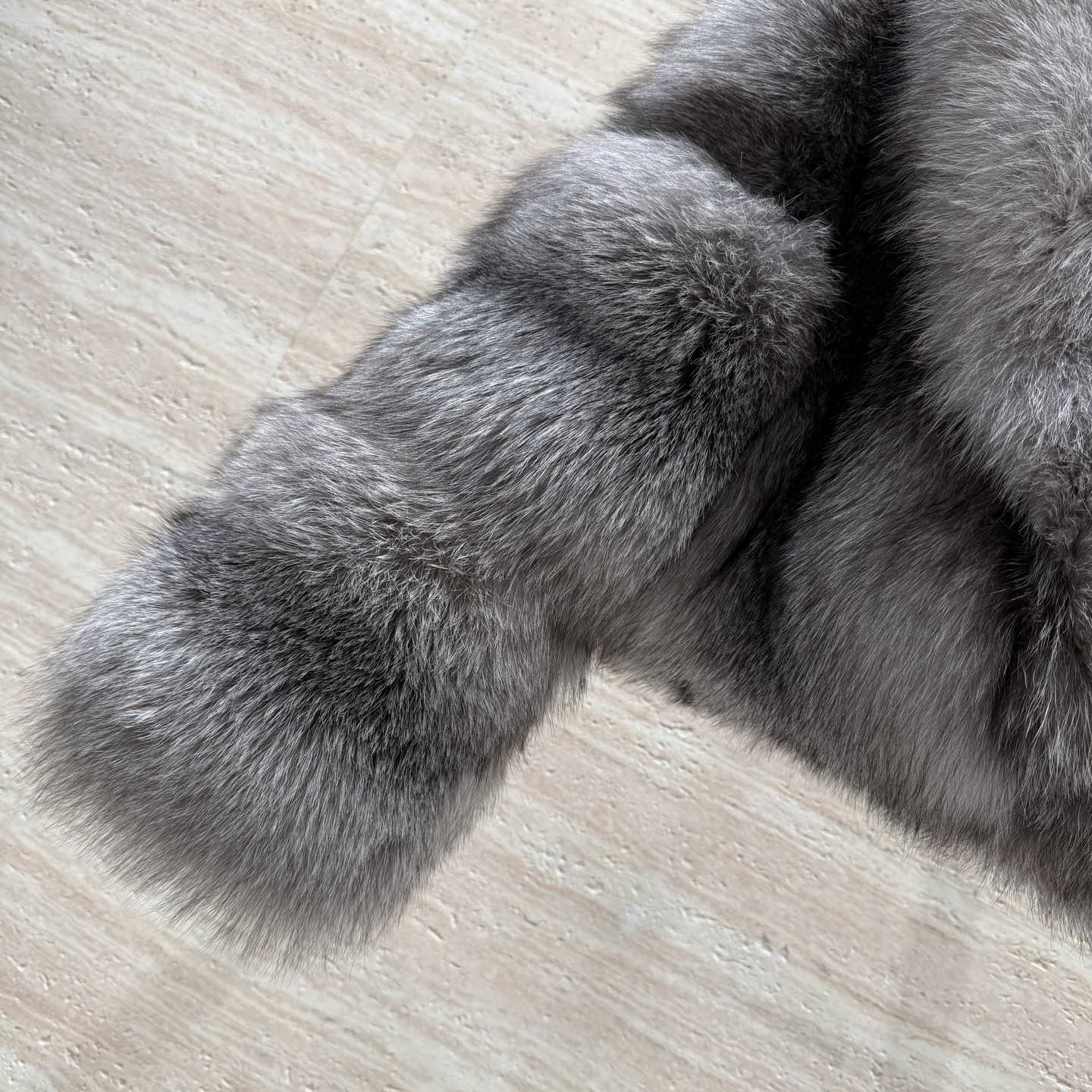 Fendi Fox Fur Cropped Turn Down Collar Coat - FashionPlug