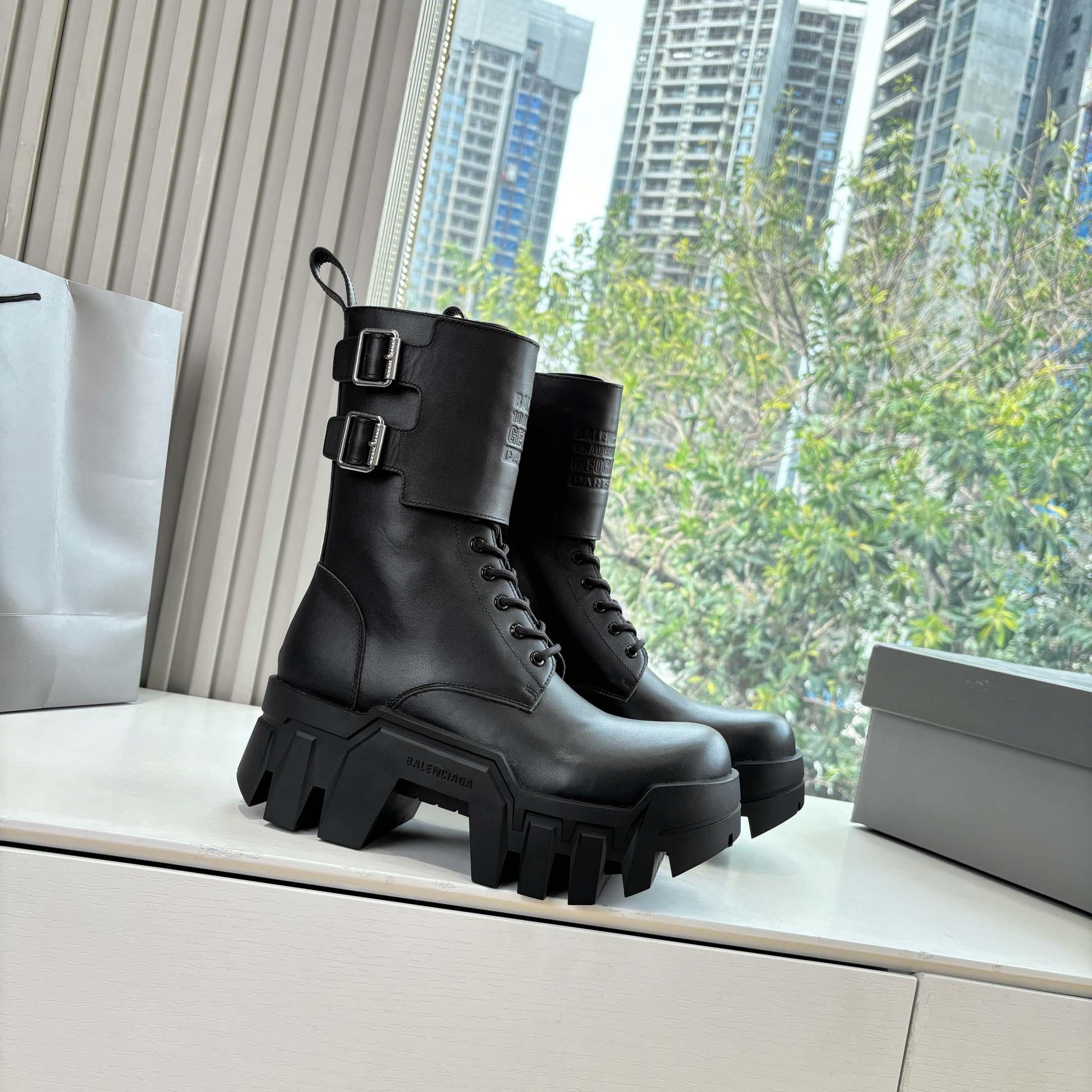 Balenciaga Bulldozer Combat Lace-Up Boot - FashionPlug