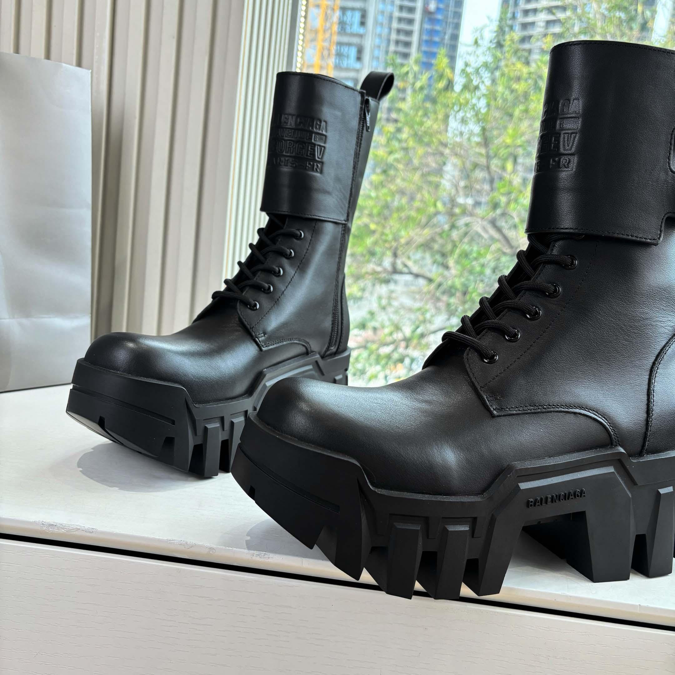 Balenciaga Bulldozer Combat Lace-Up Boot - FashionPlug