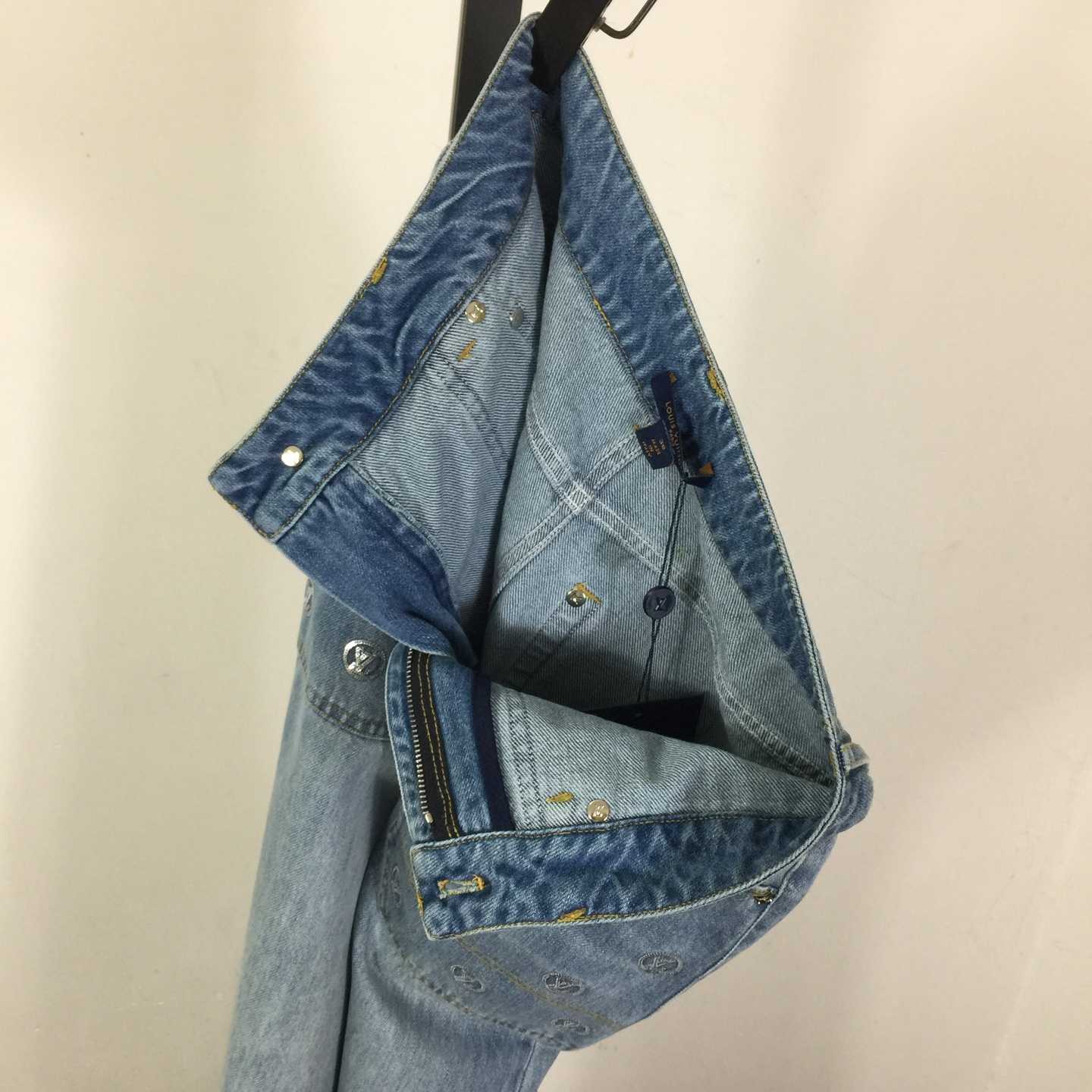 Louis Vuitton Signature Sequin Slim-Fit Jeans - FashionPlug