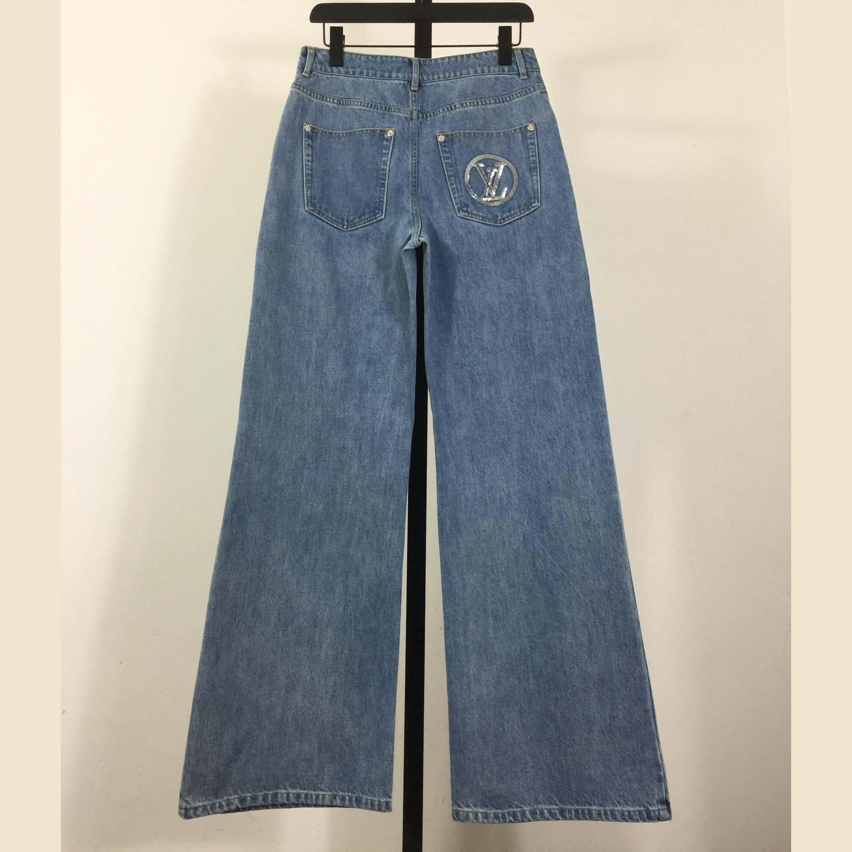 Louis Vuitton Signature Sequin Slim-Fit Jeans - FashionPlug