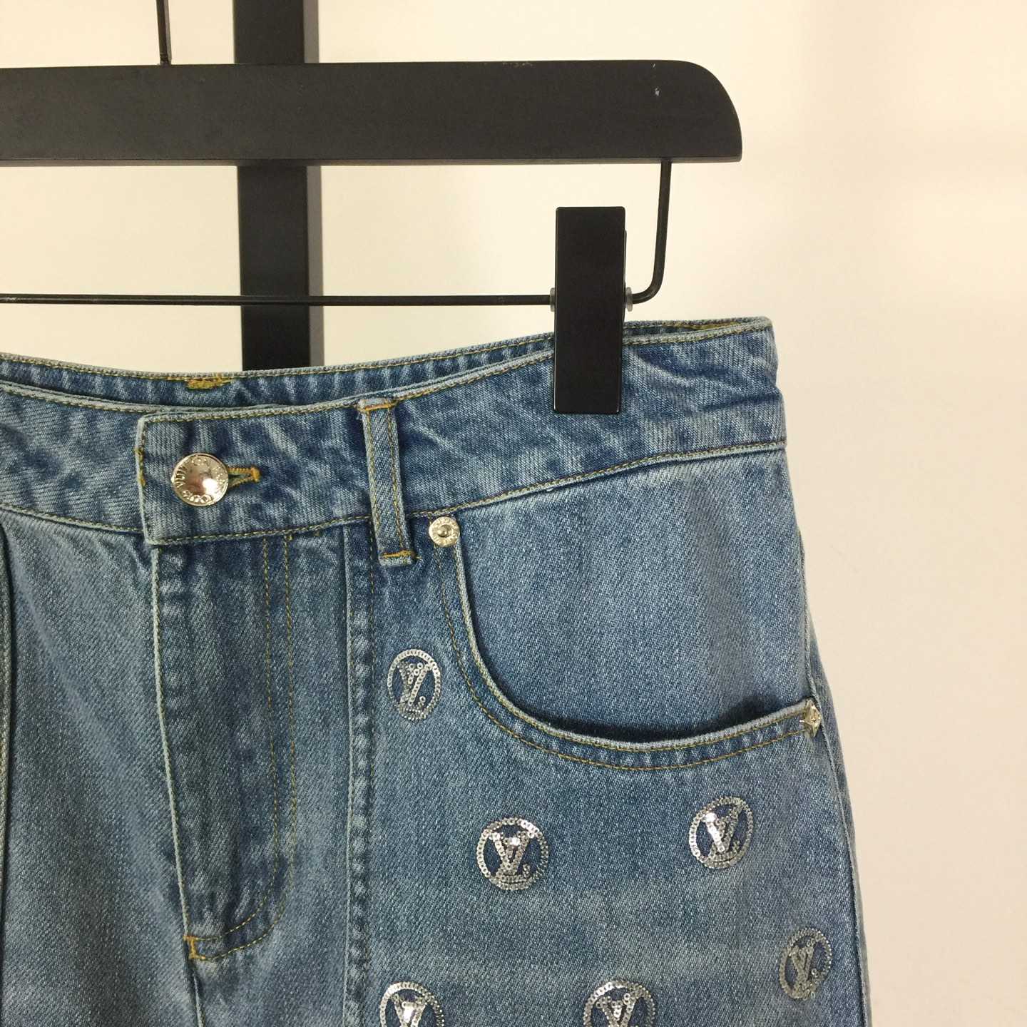 Louis Vuitton Signature Sequin Slim-Fit Jeans - FashionPlug