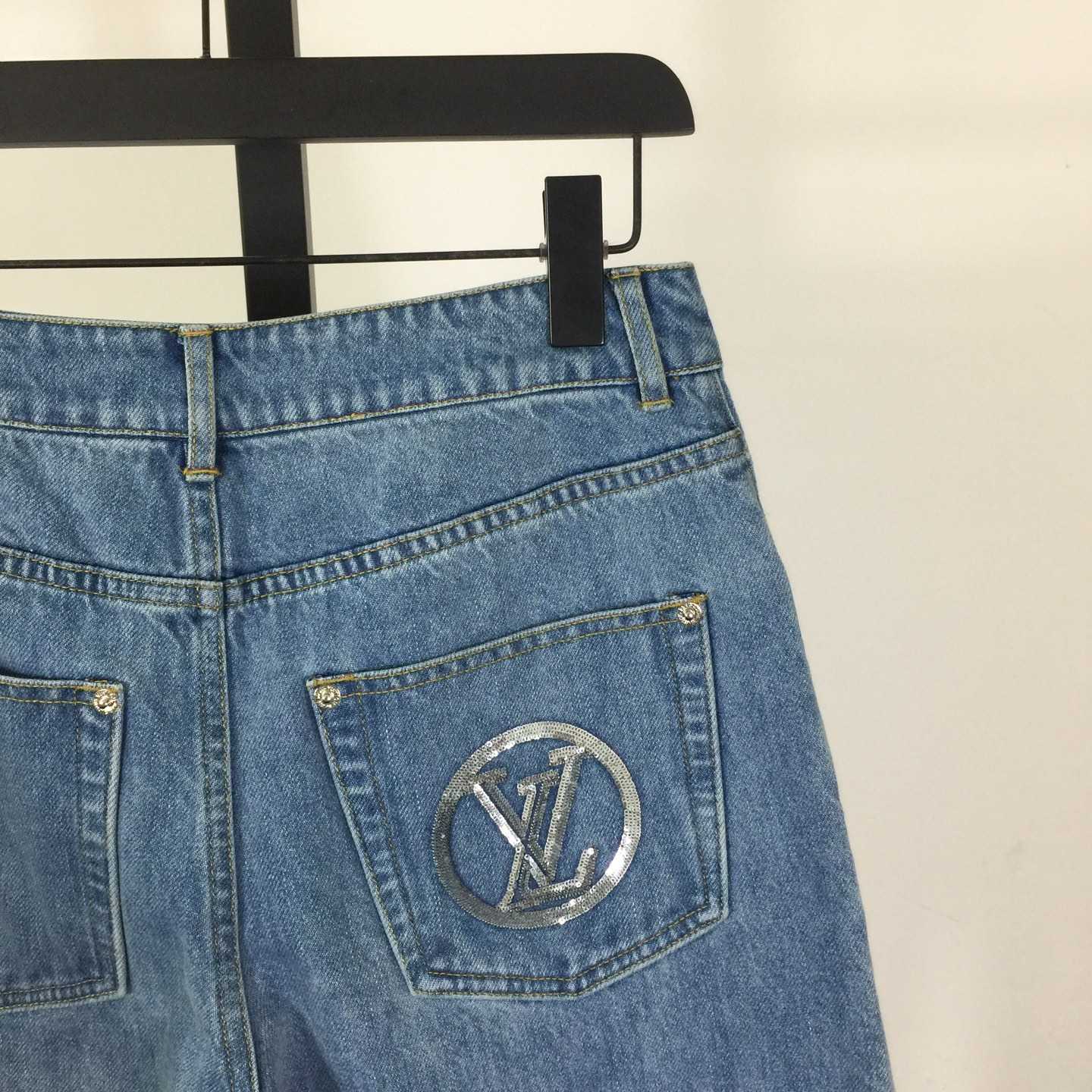 Louis Vuitton Signature Sequin Slim-Fit Jeans - FashionPlug