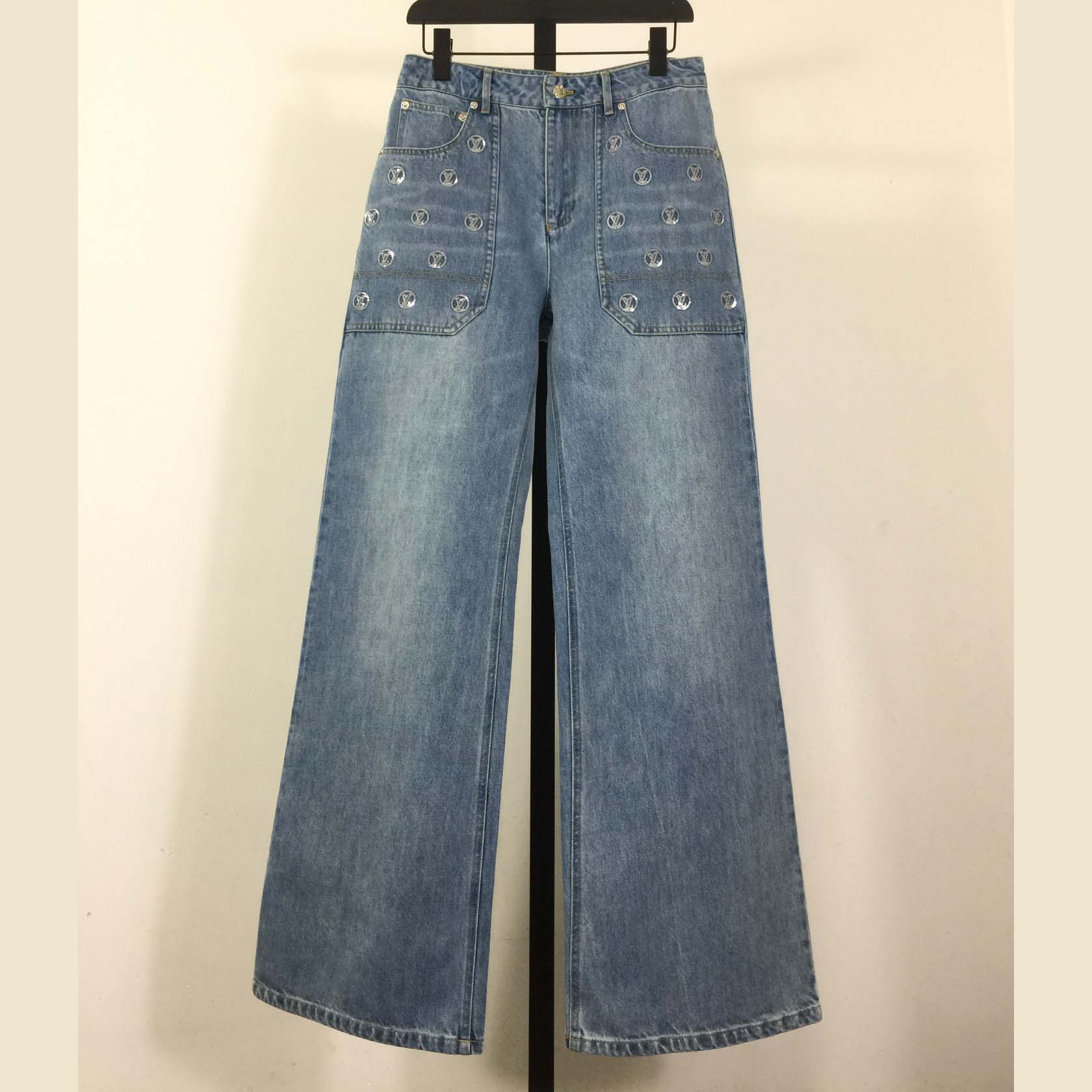 Louis Vuitton Signature Sequin Slim-Fit Jeans - FashionPlug