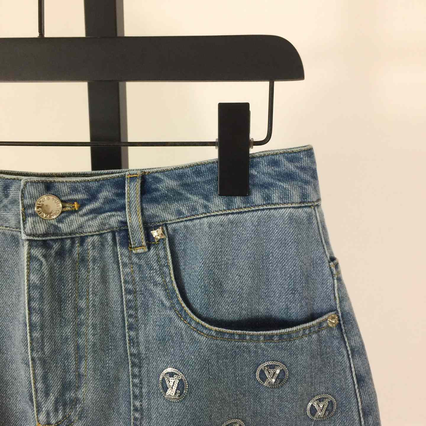 Louis Vuitton Signature Sequin Denim Mini Skirt - FashionPlug