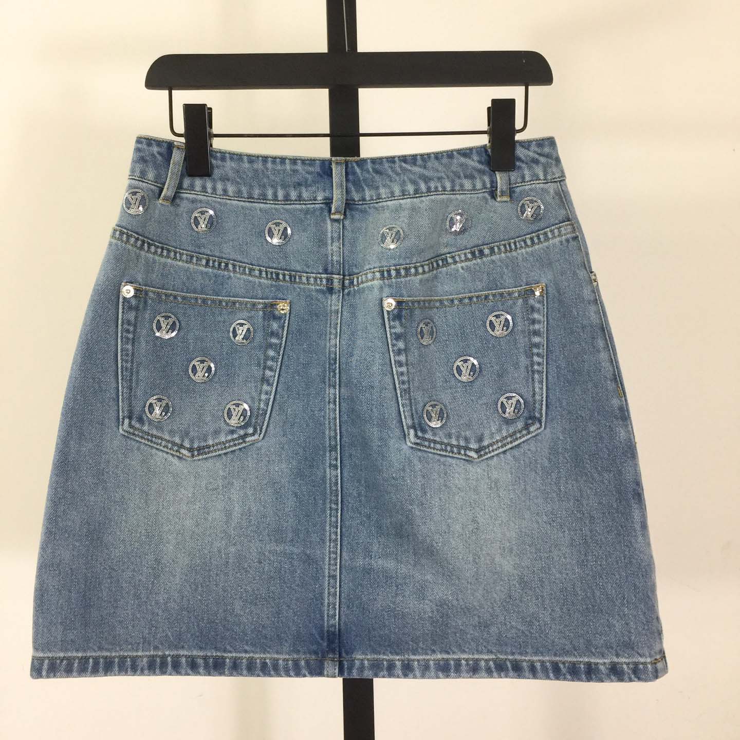 Louis Vuitton Signature Sequin Denim Mini Skirt - FashionPlug