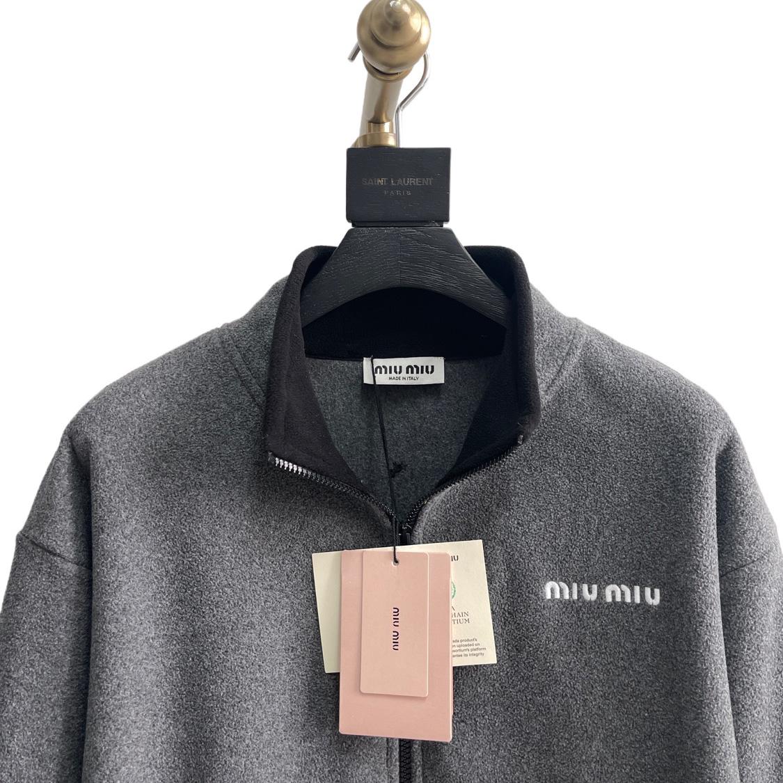 Miu Miu Logo-embroidered Fleece Sweatshirt    60056 - FashionPlug