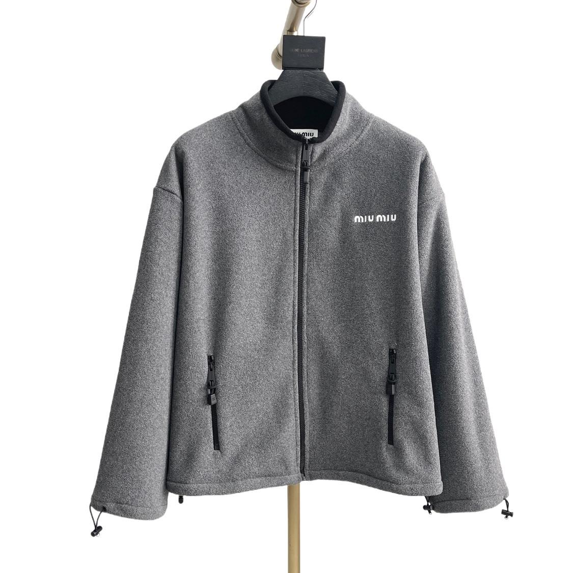 Miu Miu Logo-embroidered Fleece Sweatshirt    60056 - FashionPlug