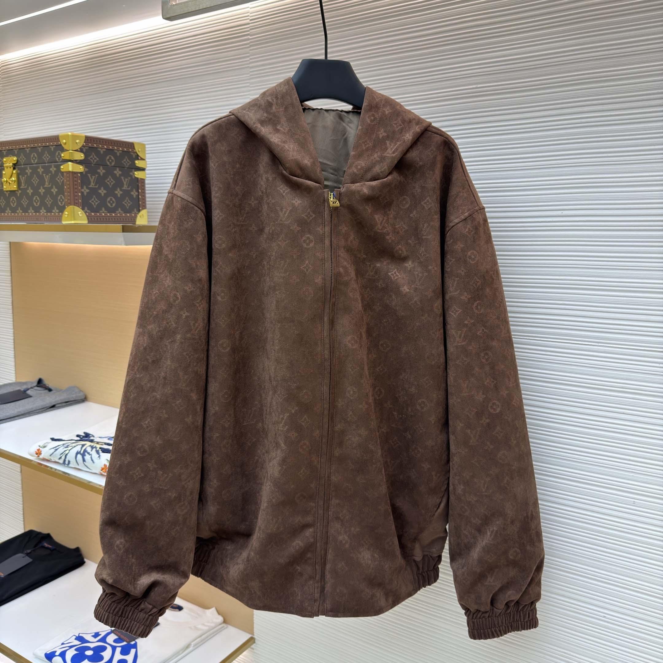 Louis Vuitton Monogram Embossed Suede Hoodie    1AJUNM - FashionPlug