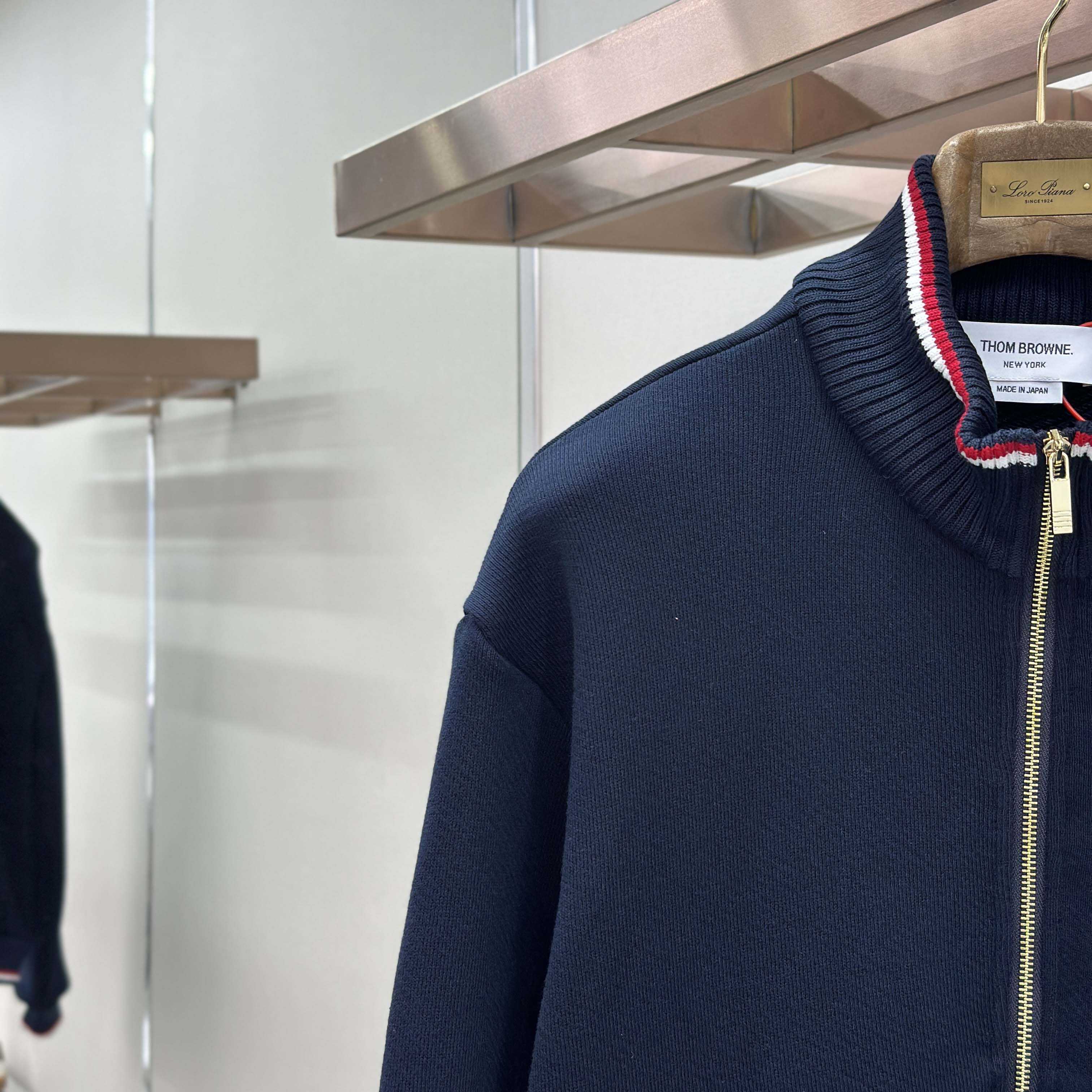 Thom Browne Loopback Oversized Rwb Stripe Jacket - FashionPlug