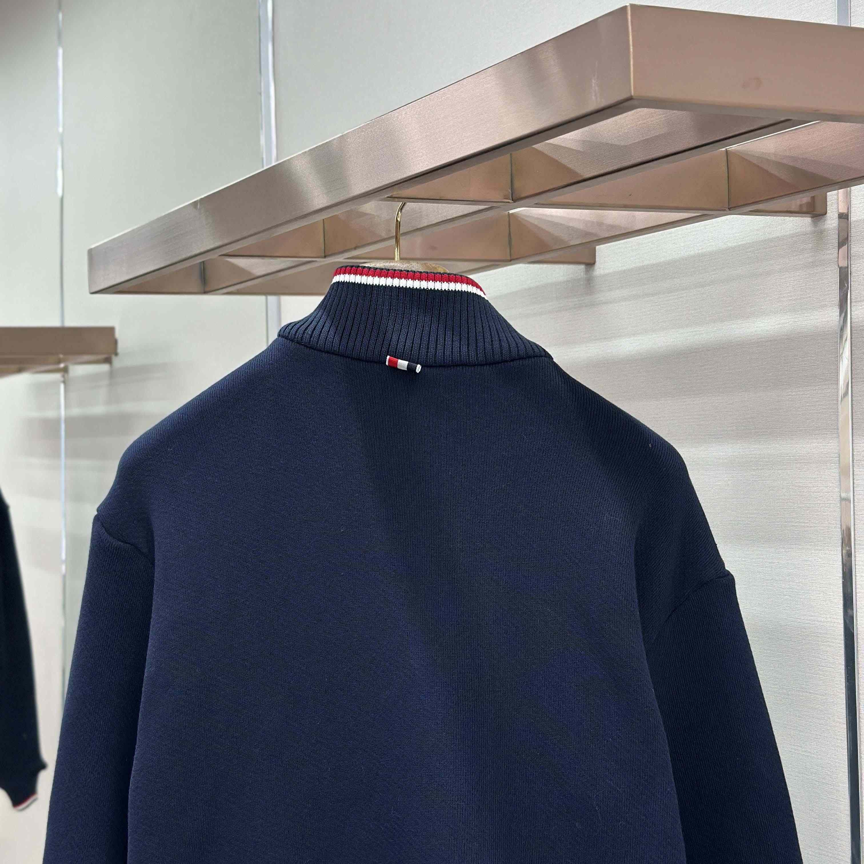 Thom Browne Loopback Oversized Rwb Stripe Jacket - FashionPlug