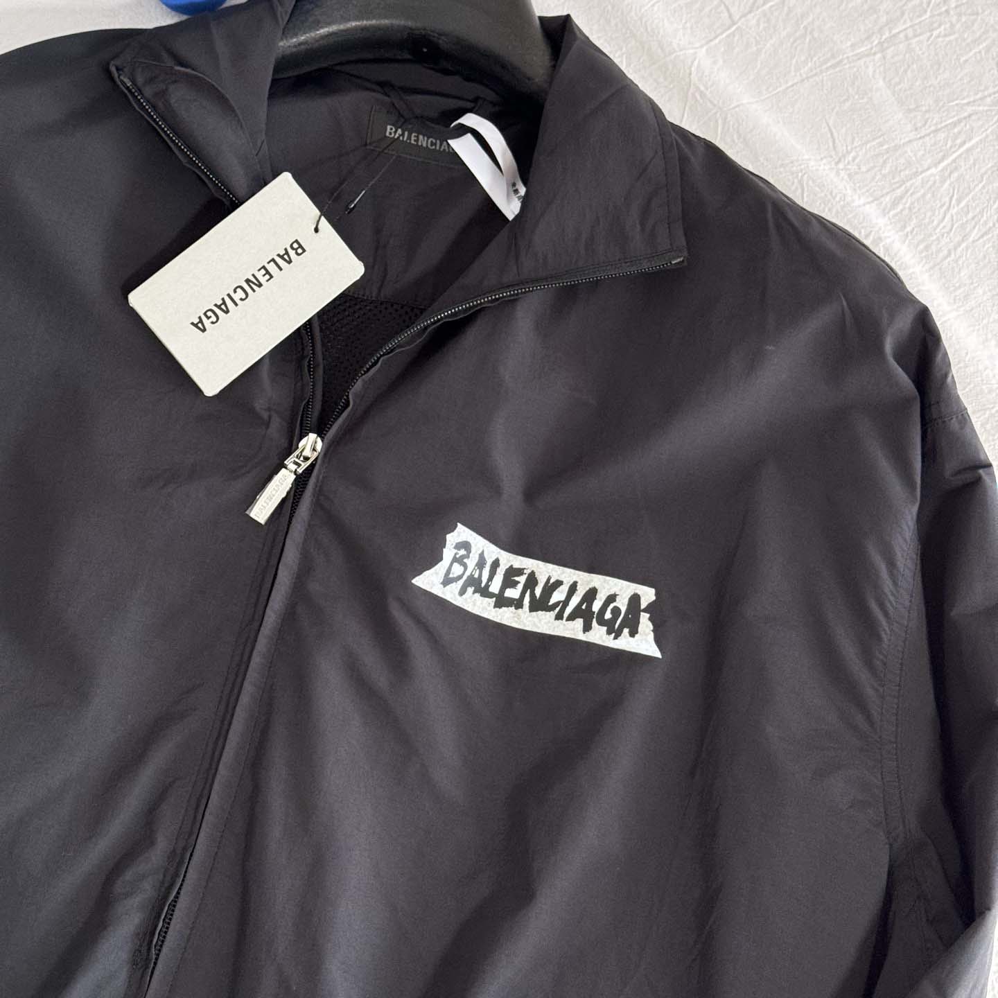 Balenciaga Masking Tape Tracksuit Jacket Medium Fit In Black - FashionPlug