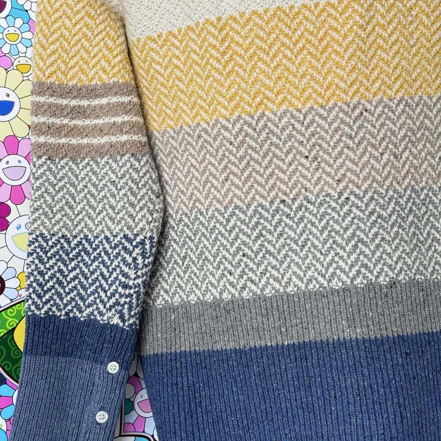 Thom Browne Striped Herringbone Jacquard Classic Cardigan 'Seasonal Multicolor' - FashionPlug