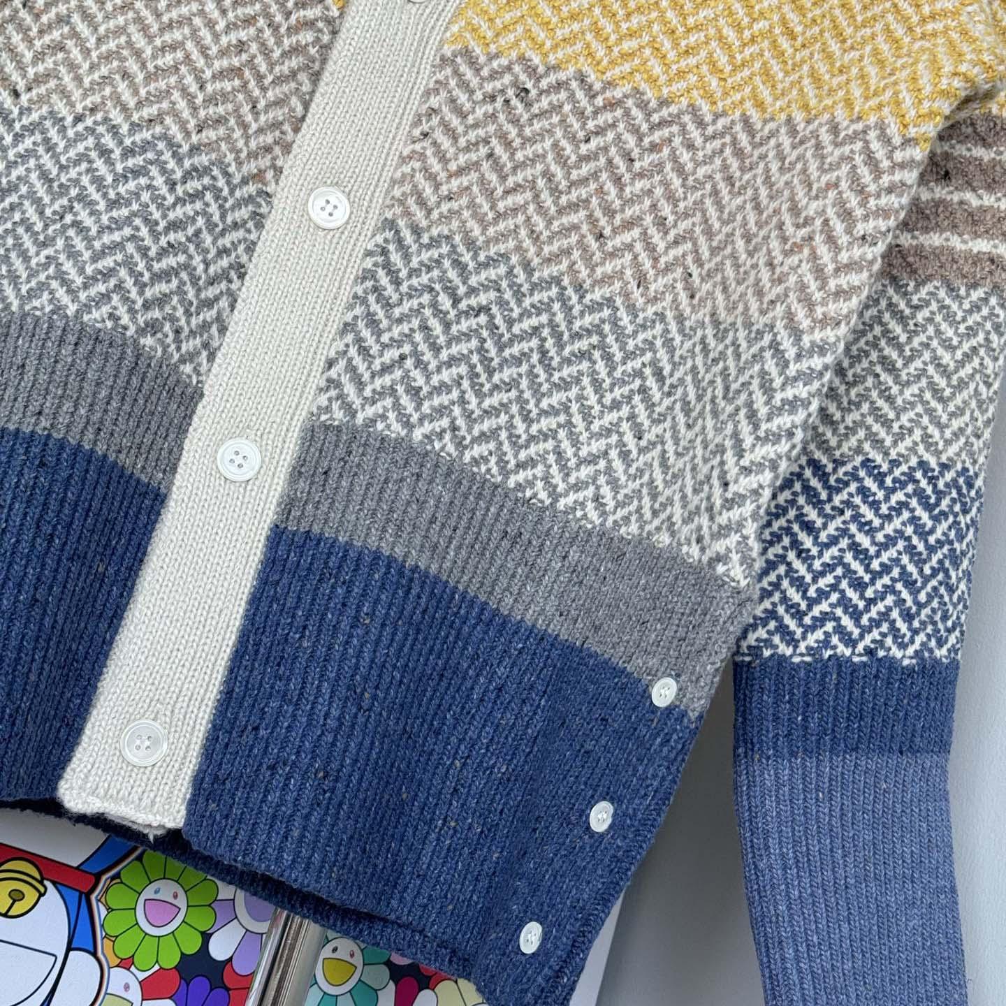 Thom Browne Striped Herringbone Jacquard Classic Cardigan 'Seasonal Multicolor' - FashionPlug