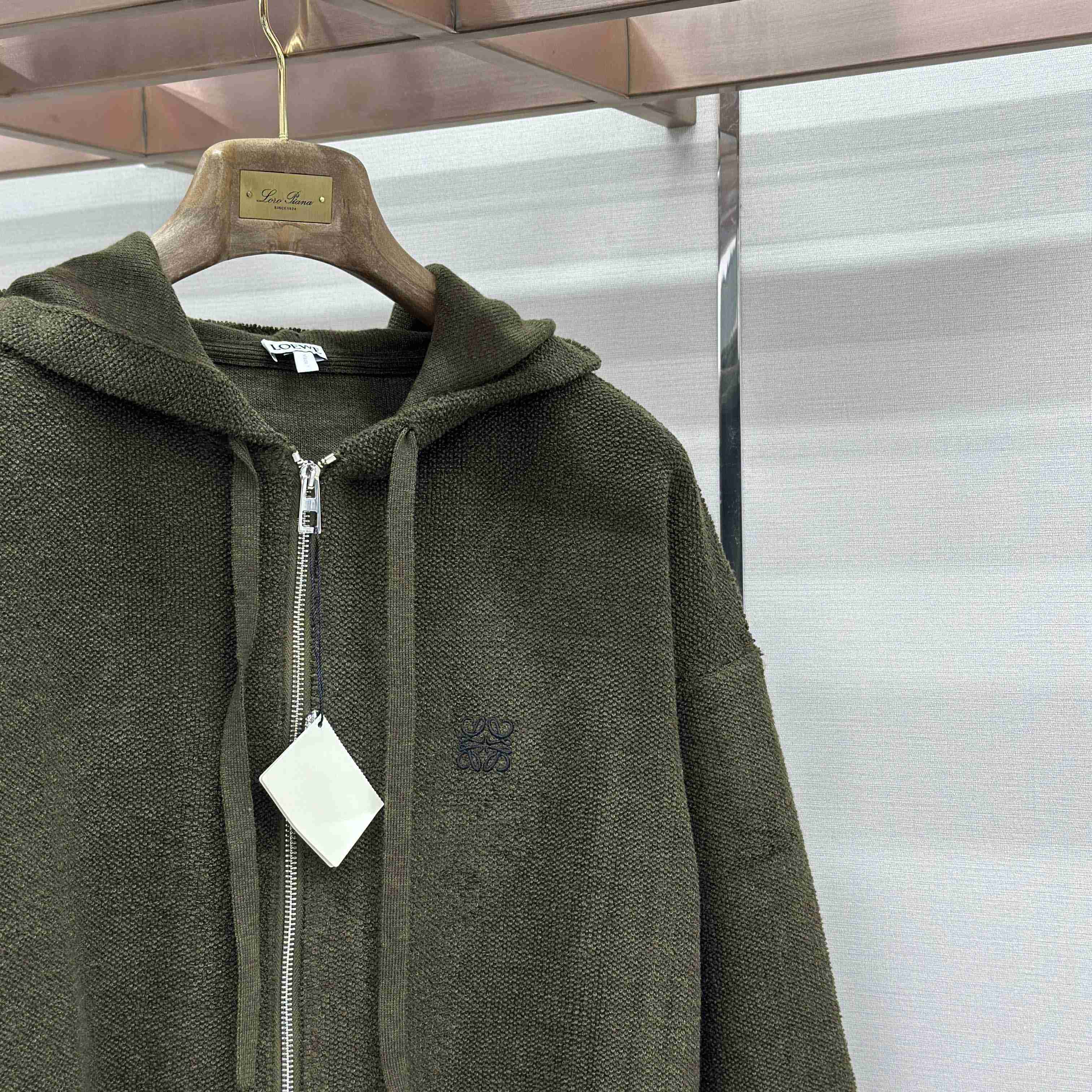 Loewe Anagram Zip-up Hoodie In Wool - FashionPlug