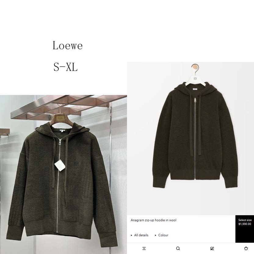 Loewe Anagram Zip-up Hoodie In Wool - FashionPlug
