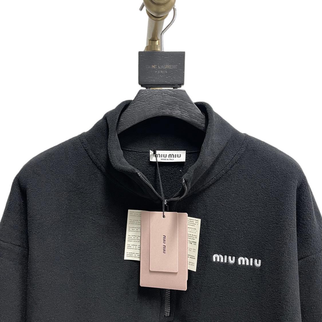Miu Miu Fleece Sweatshirt 'Black'    60035 - FashionPlug